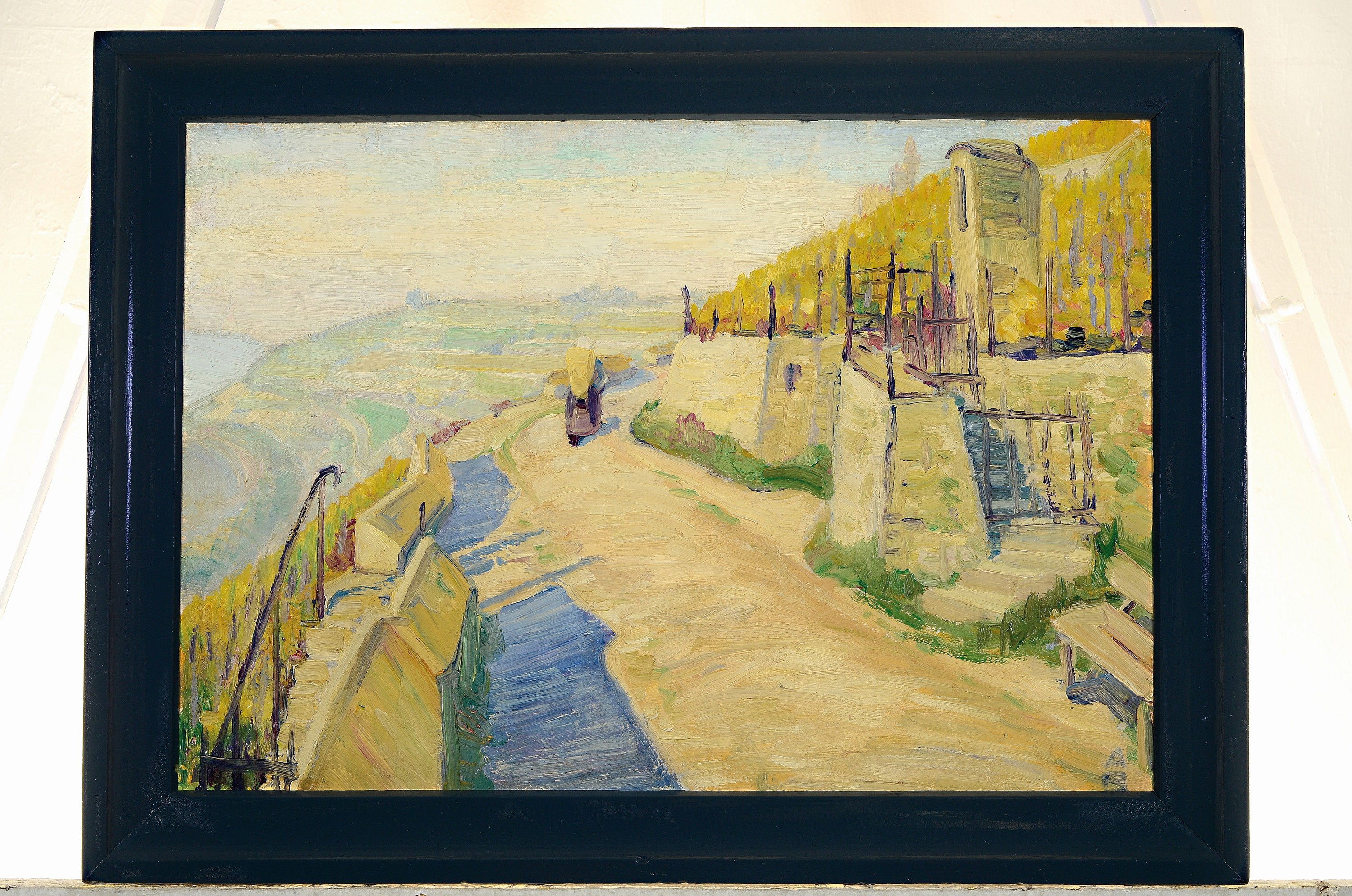 Detail k: Arnold Balwé, 1898 Dresden - 1983 Prien am Chiemsee, "Weg zur Steinburg", Hottenträgerin in herbstlicher Weinbergsteige über Würzburg, ...