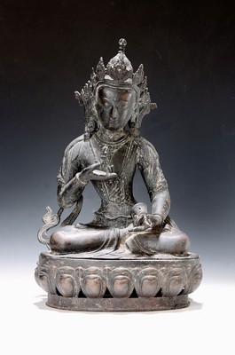 Image Skulptur eines Buddha, Thailand, um 1900, Bronzeguß partiell mit ...