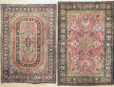 Image 1 pair of Qum silk, Persia, approx. 50 years, pure natural silk, approx. 161 x 108 cm, ...