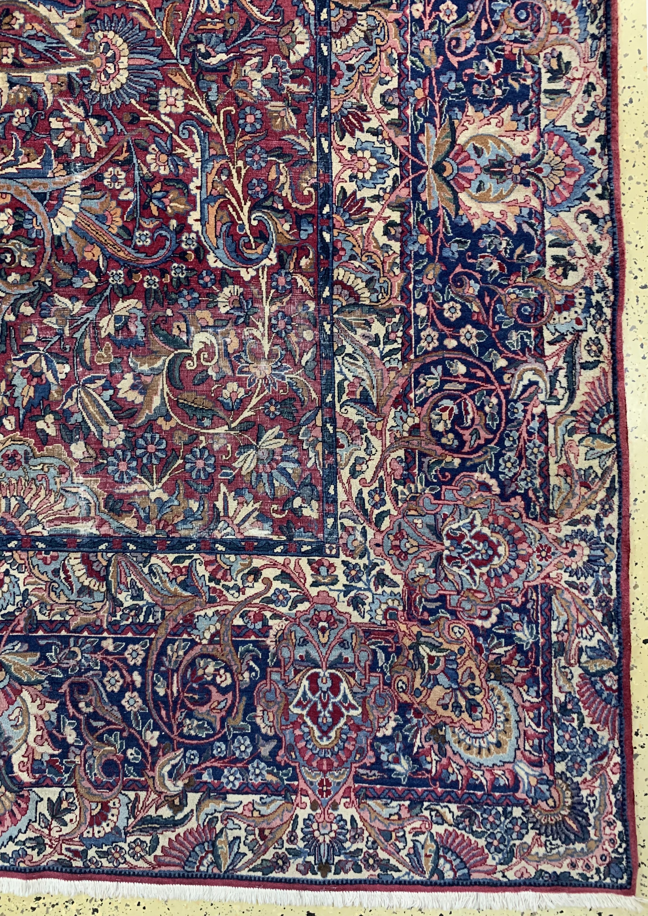 Detail a: Kerman Lawar fein, Persien, Mitte 20.Jhd, Korkwolle auf Baumwolle, ca. 448 x 298 cm, EHZ: 3