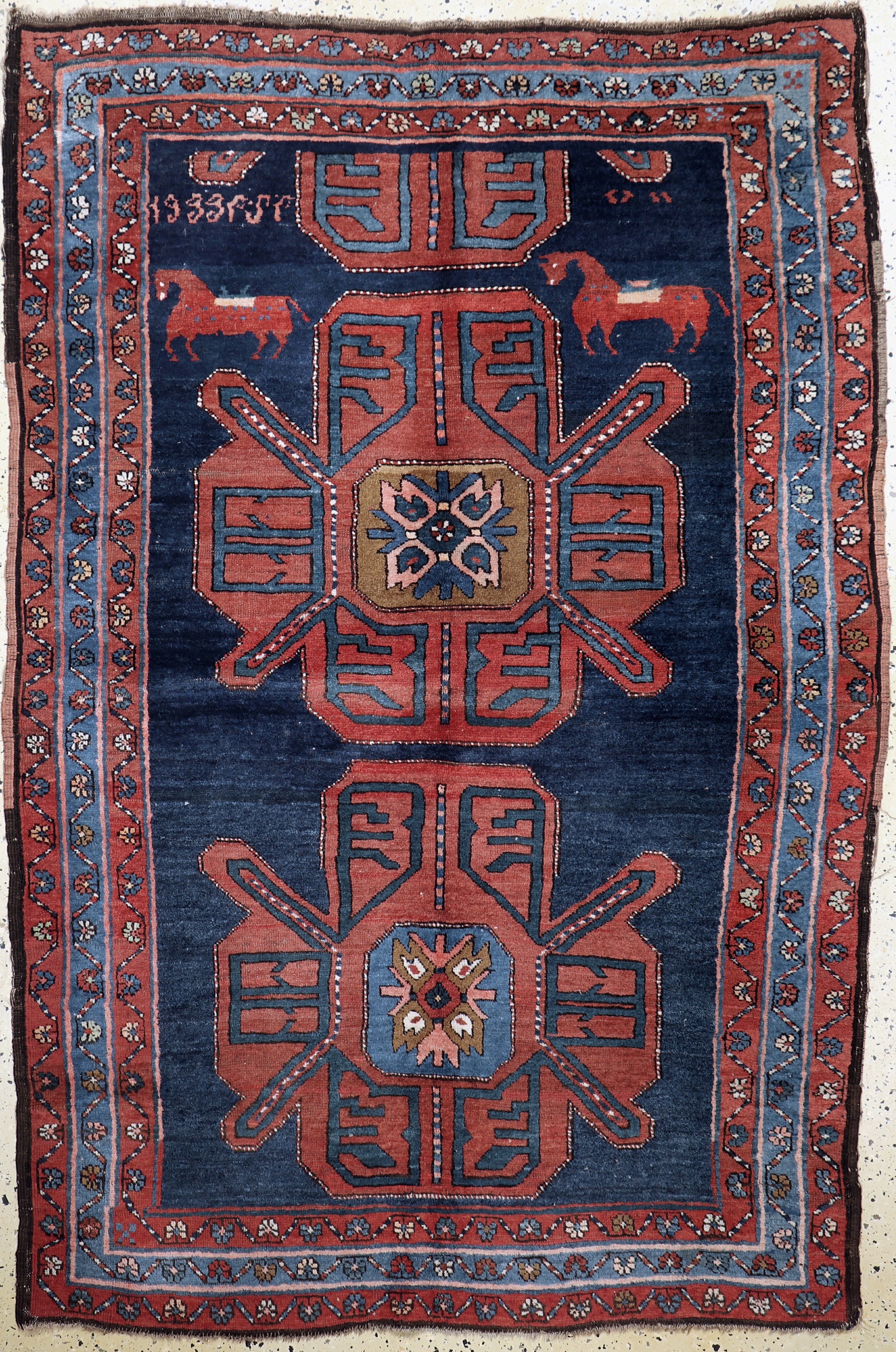 Armenischer Kazak antik, Kaukasus, um 1900,Wolle auf Wolle, ca. 210 x 142 cm, EHZ: 2-3