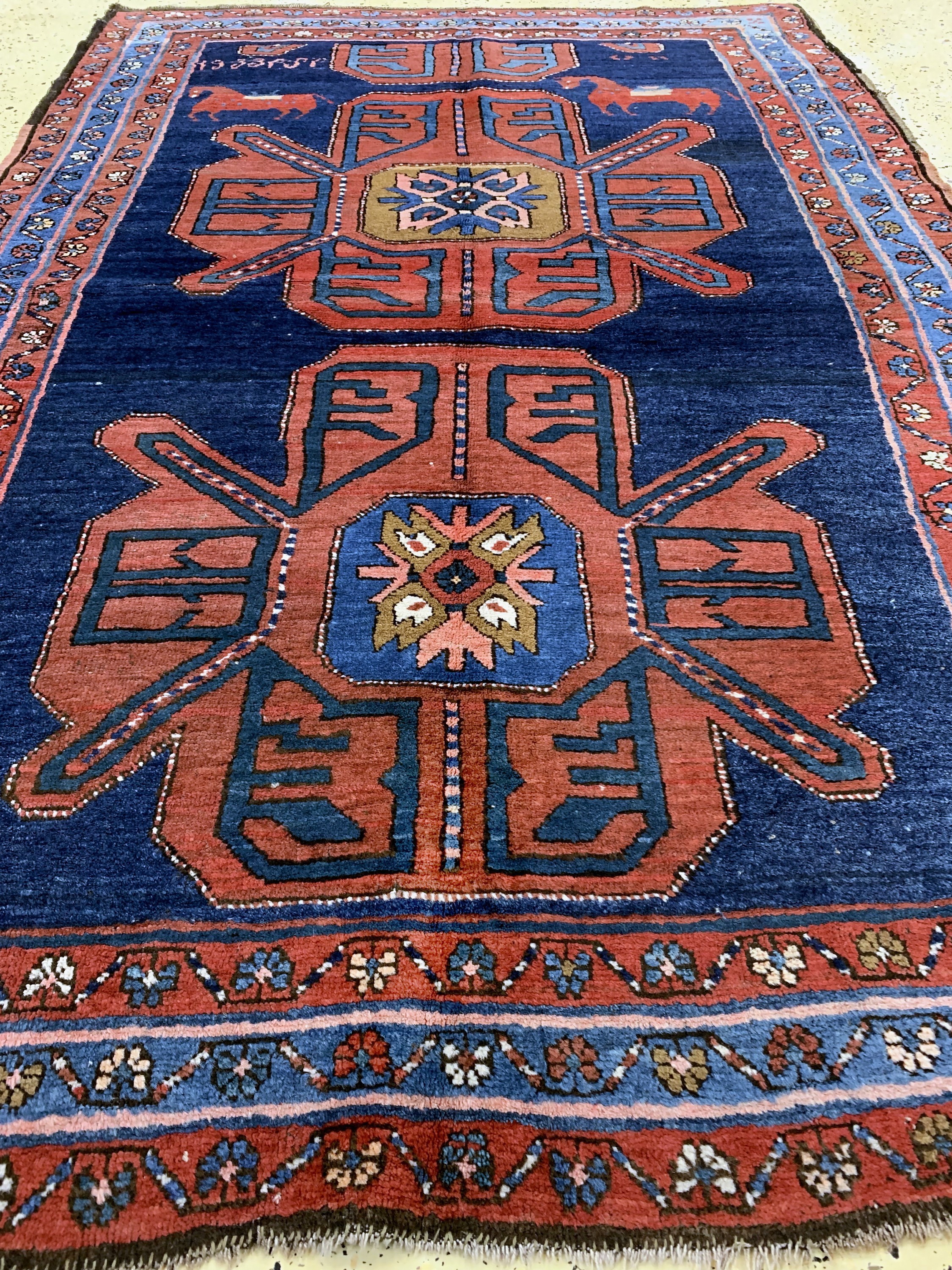 Detail d: Armenischer Kazak antik, Kaukasus, um 1900,Wolle auf Wolle, ca. 210 x 142 cm, EHZ: 2-3