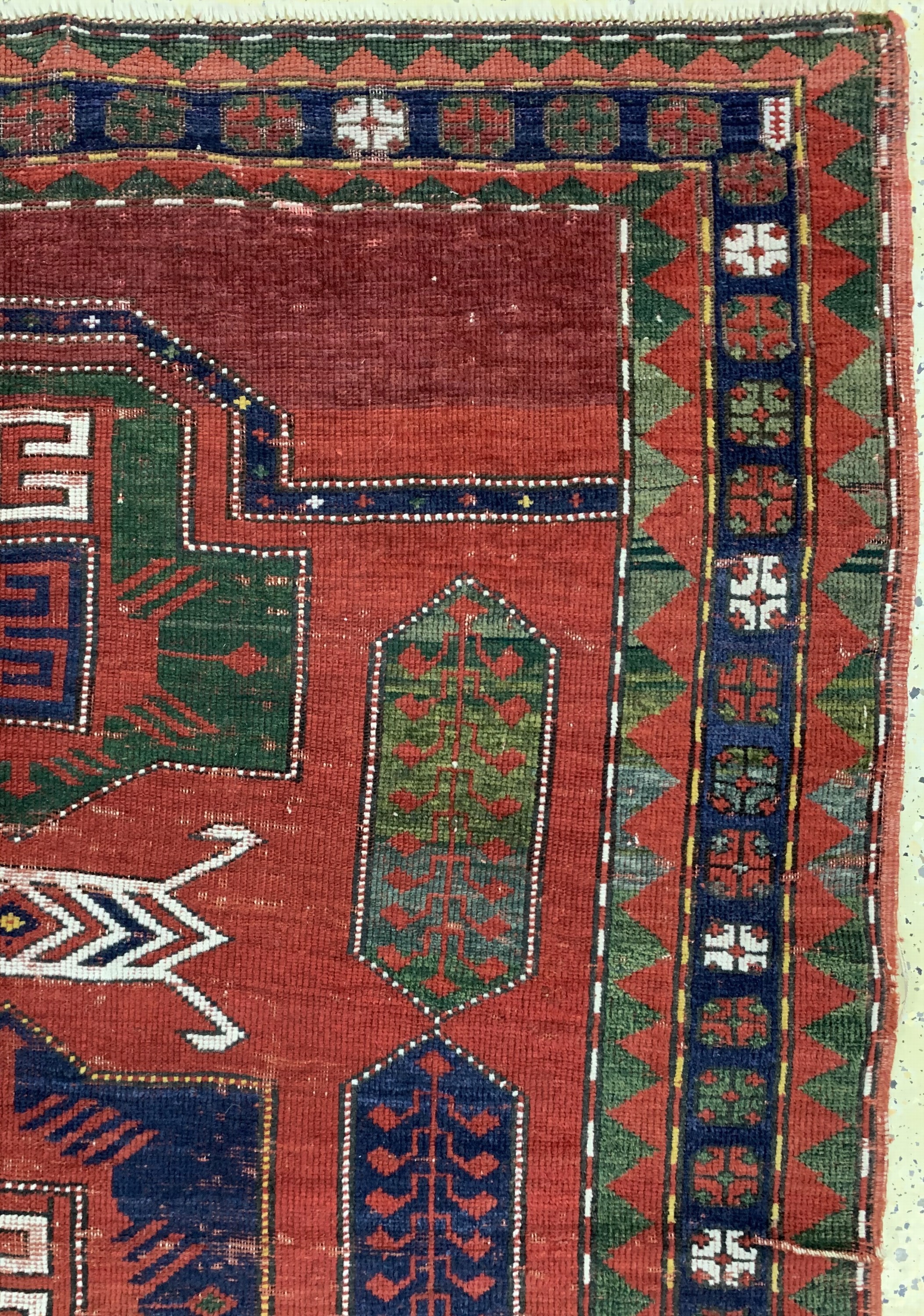 Detail d: Antiker Kazak, Persien, um 1900, Wolle auf Wolle, ca. 200 x 145 cm, EHZ: 3