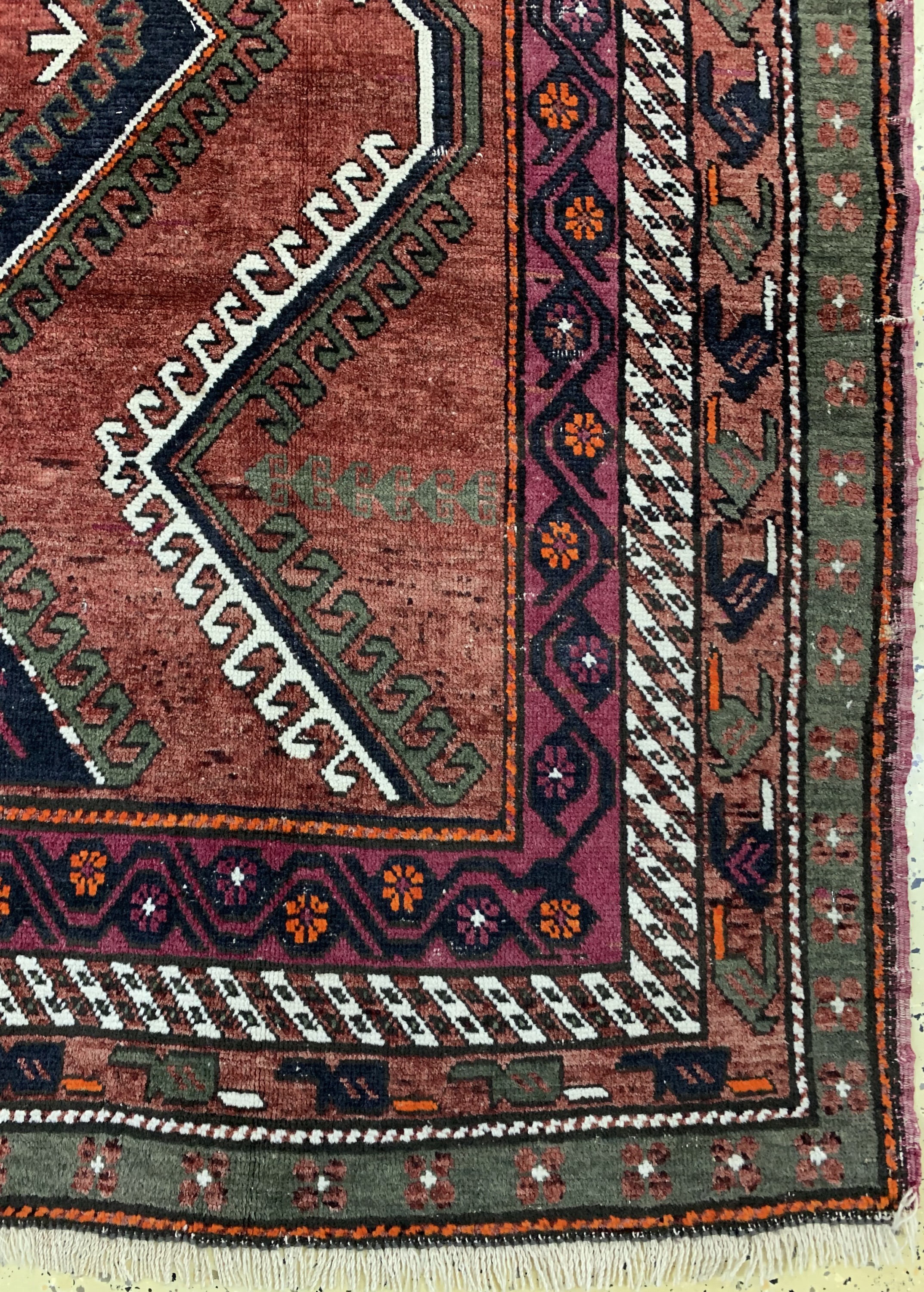 Detail a: Antiker Kazak, Kaukasus, um 1900, Wolle aufWolle, ca. 280 x 180 cm, EHZ: 4