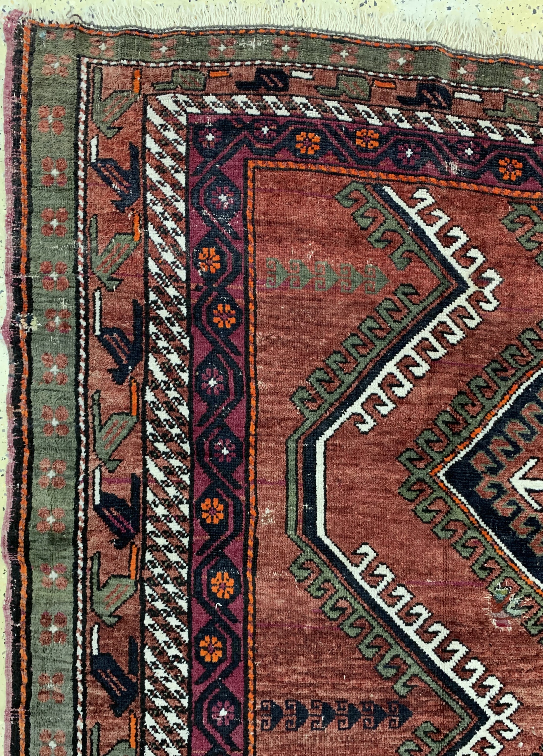 Detail d: Antiker Kazak, Kaukasus, um 1900, Wolle aufWolle, ca. 280 x 180 cm, EHZ: 4