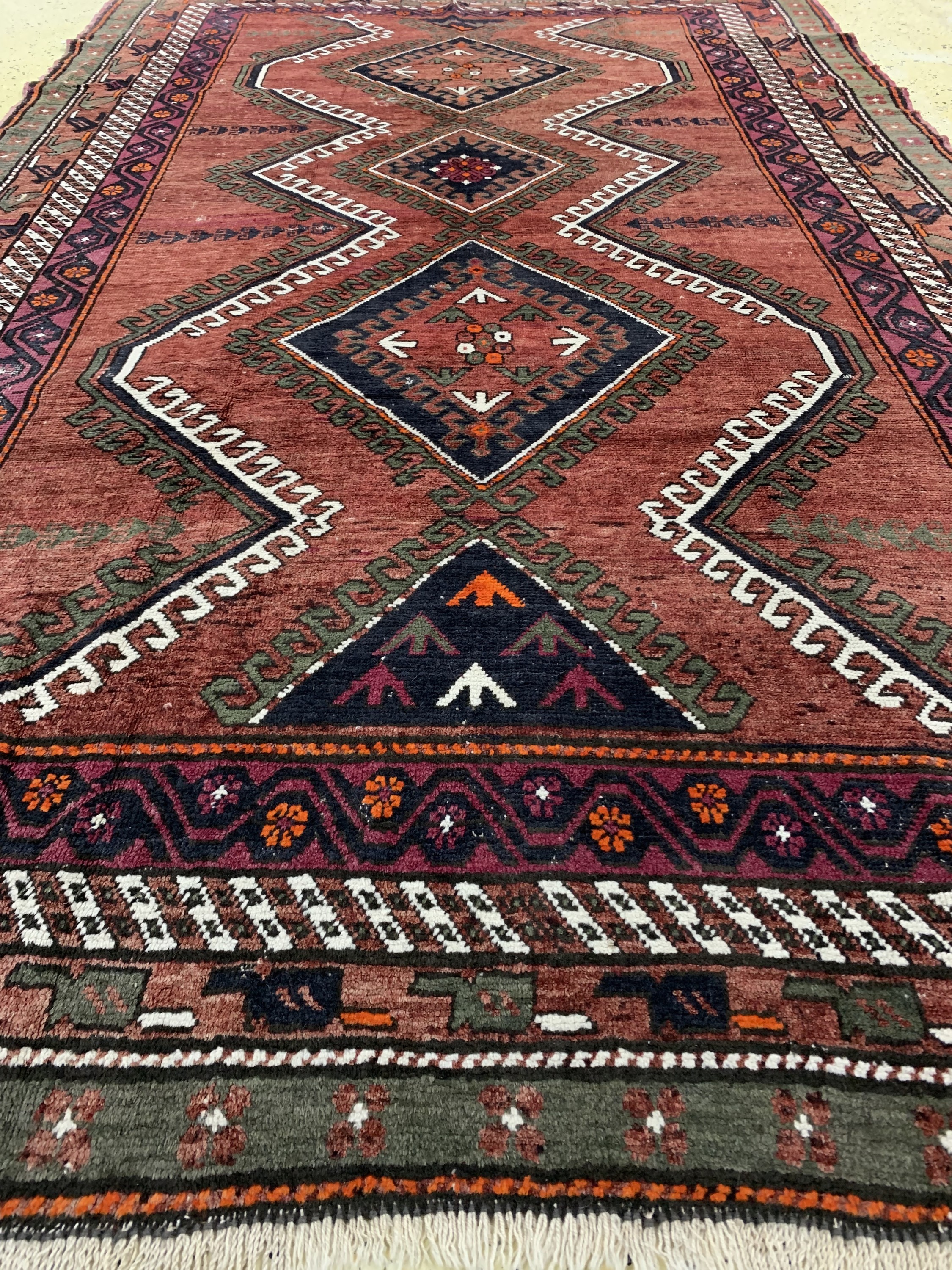 Detail f: Antiker Kazak, Kaukasus, um 1900, Wolle aufWolle, ca. 280 x 180 cm, EHZ: 4