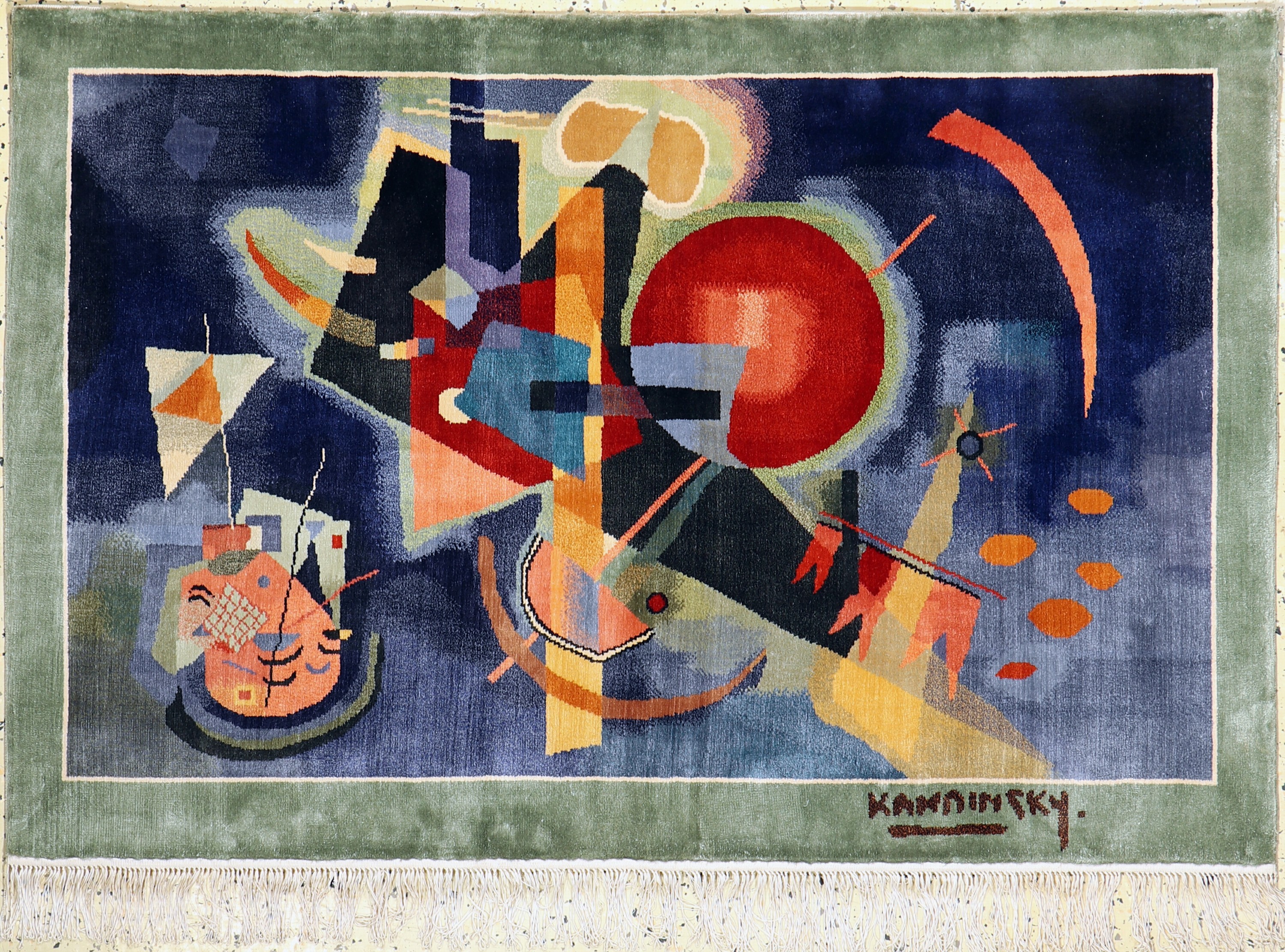 "Kandinsky-Motiv"Seide, China, Ende 20.Jhd,reine Naturseide, ca. 95 x 140 cm, EHZ: 1-2