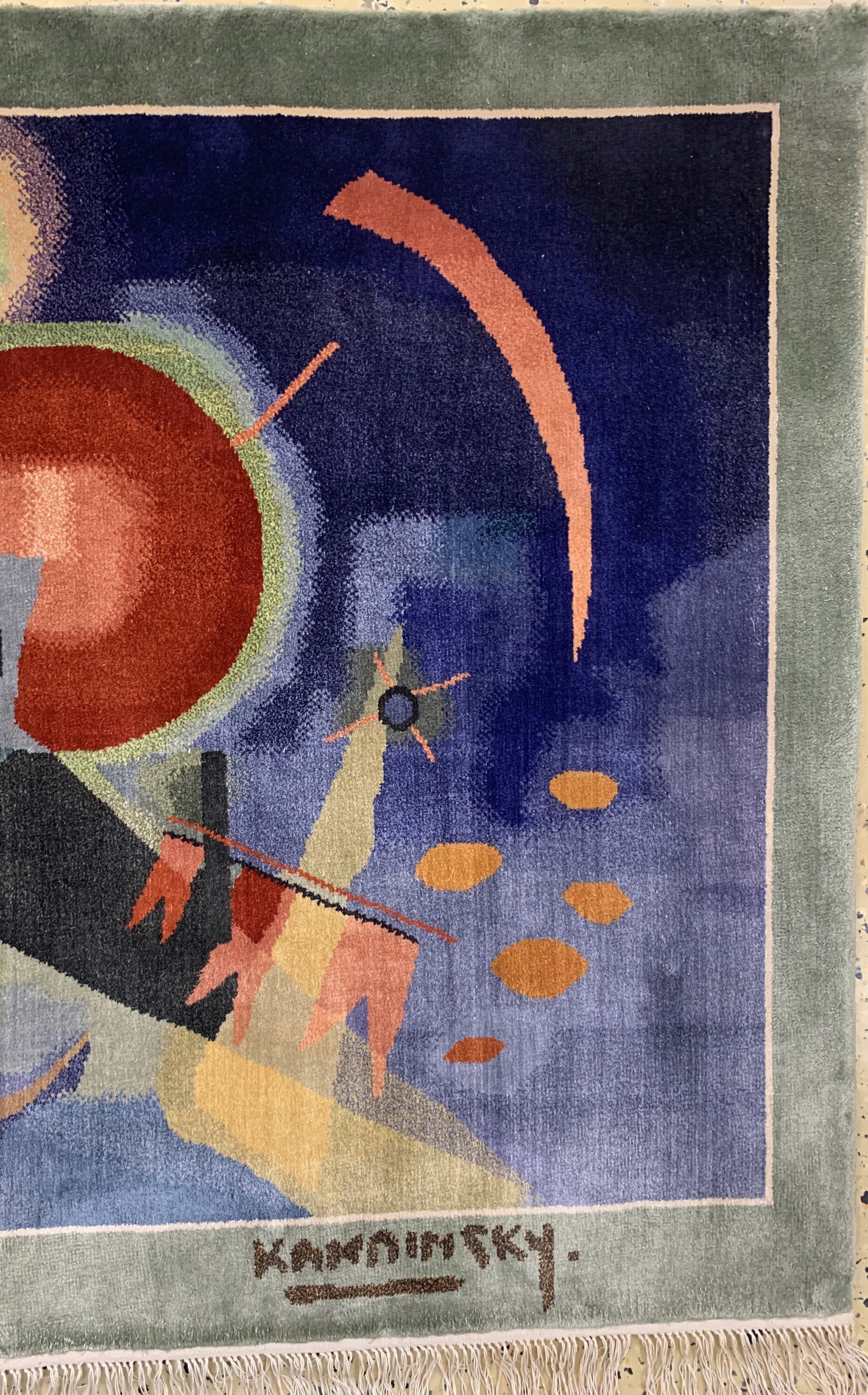 Detail a: "Kandinsky-Motiv"Seide, China, Ende 20.Jhd,reine Naturseide, ca. 95 x 140 cm, EHZ: 1-2