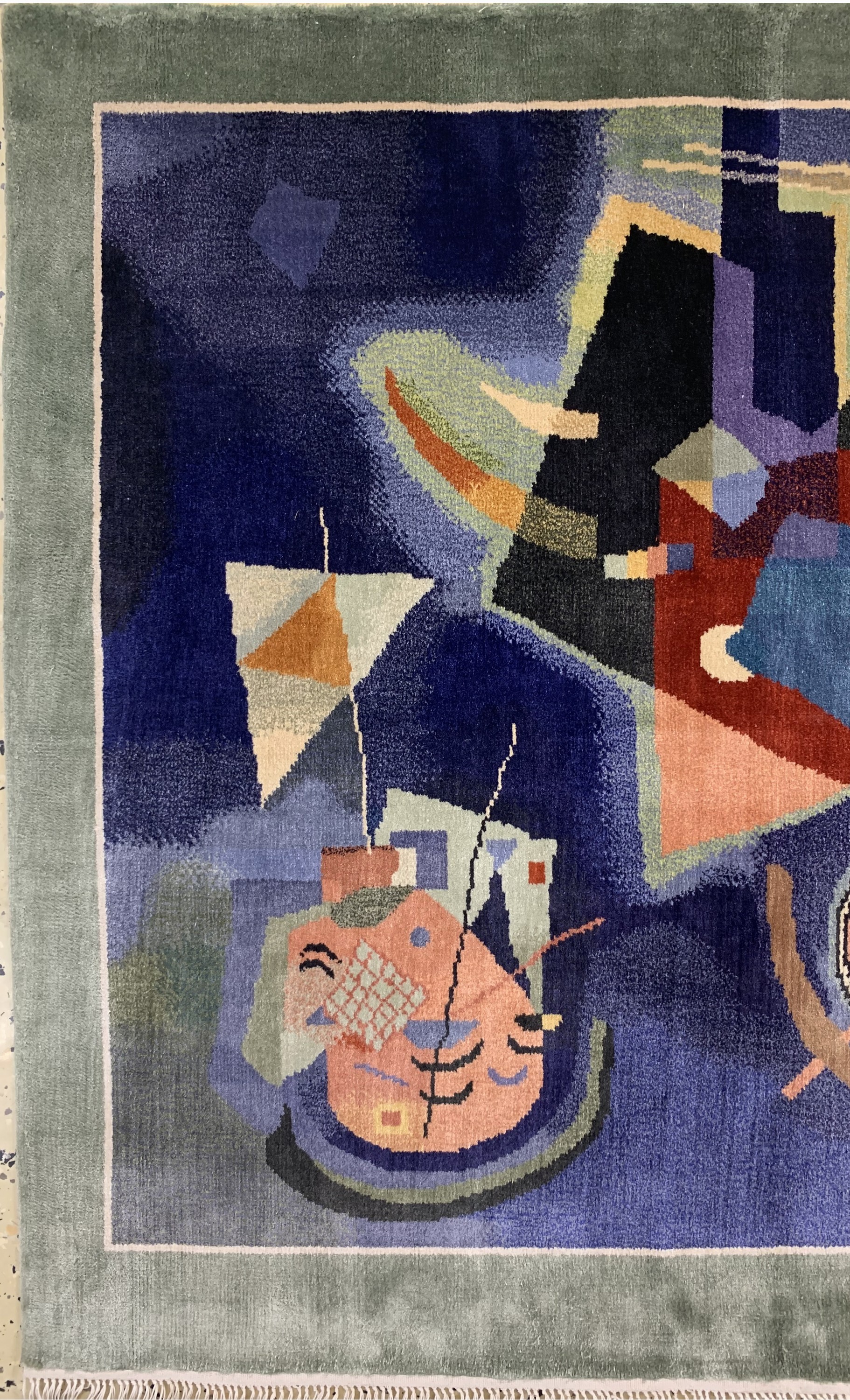 Detail b: "Kandinsky-Motiv"Seide, China, Ende 20.Jhd,reine Naturseide, ca. 95 x 140 cm, EHZ: 1-2