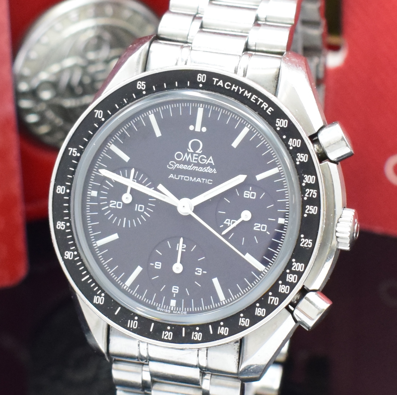 Detail a: OMEGA Speedmaster Armbandchronograph Referenz 3539.50.00, Automatik, Edelstahlgeh. inkl. orig. Gliederband m. Faltschl., schwarze ...
