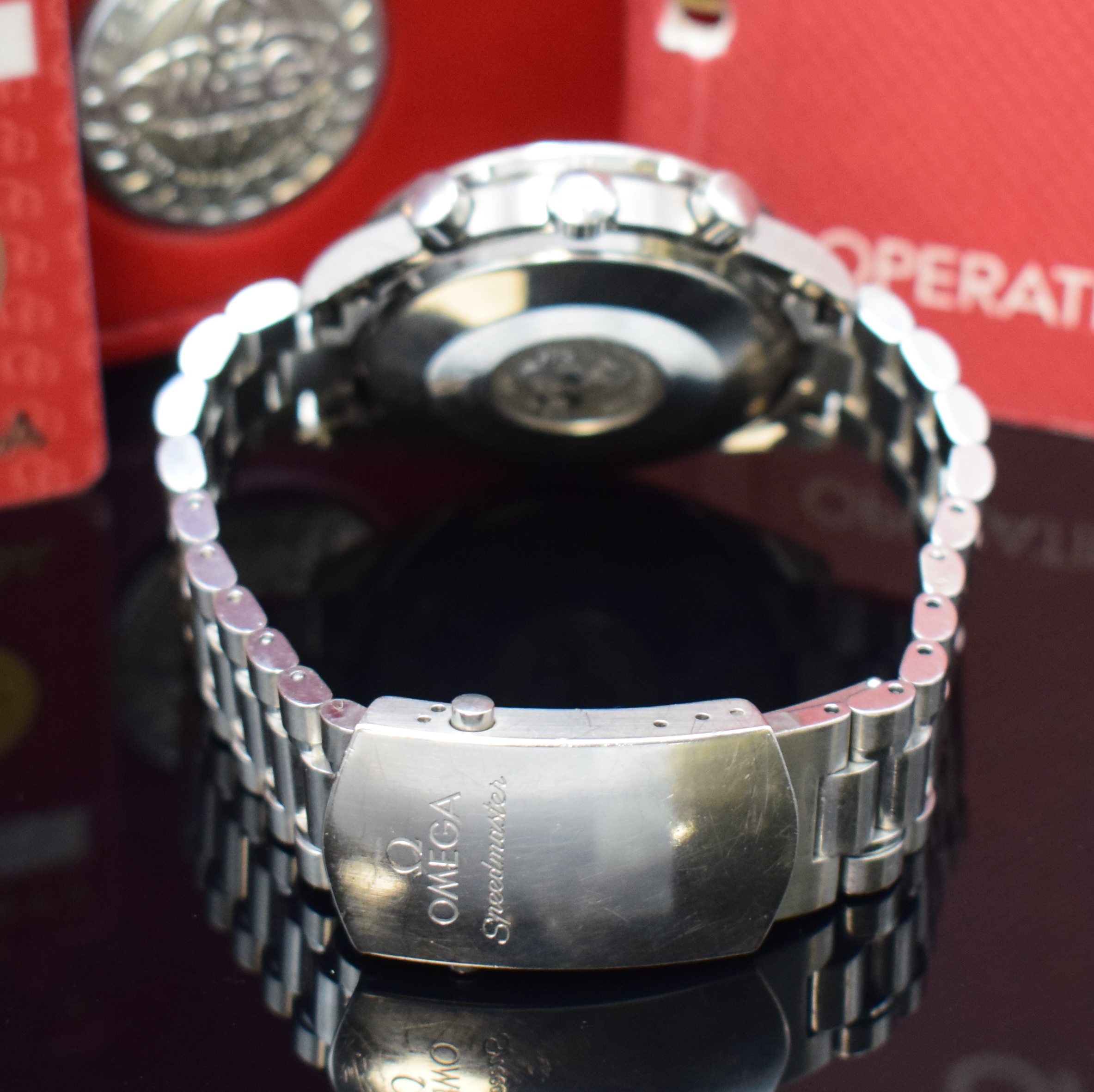 Detail b: OMEGA Speedmaster Armbandchronograph Referenz 3539.50.00, Automatik, Edelstahlgeh. inkl. orig. Gliederband m. Faltschl., schwarze ...