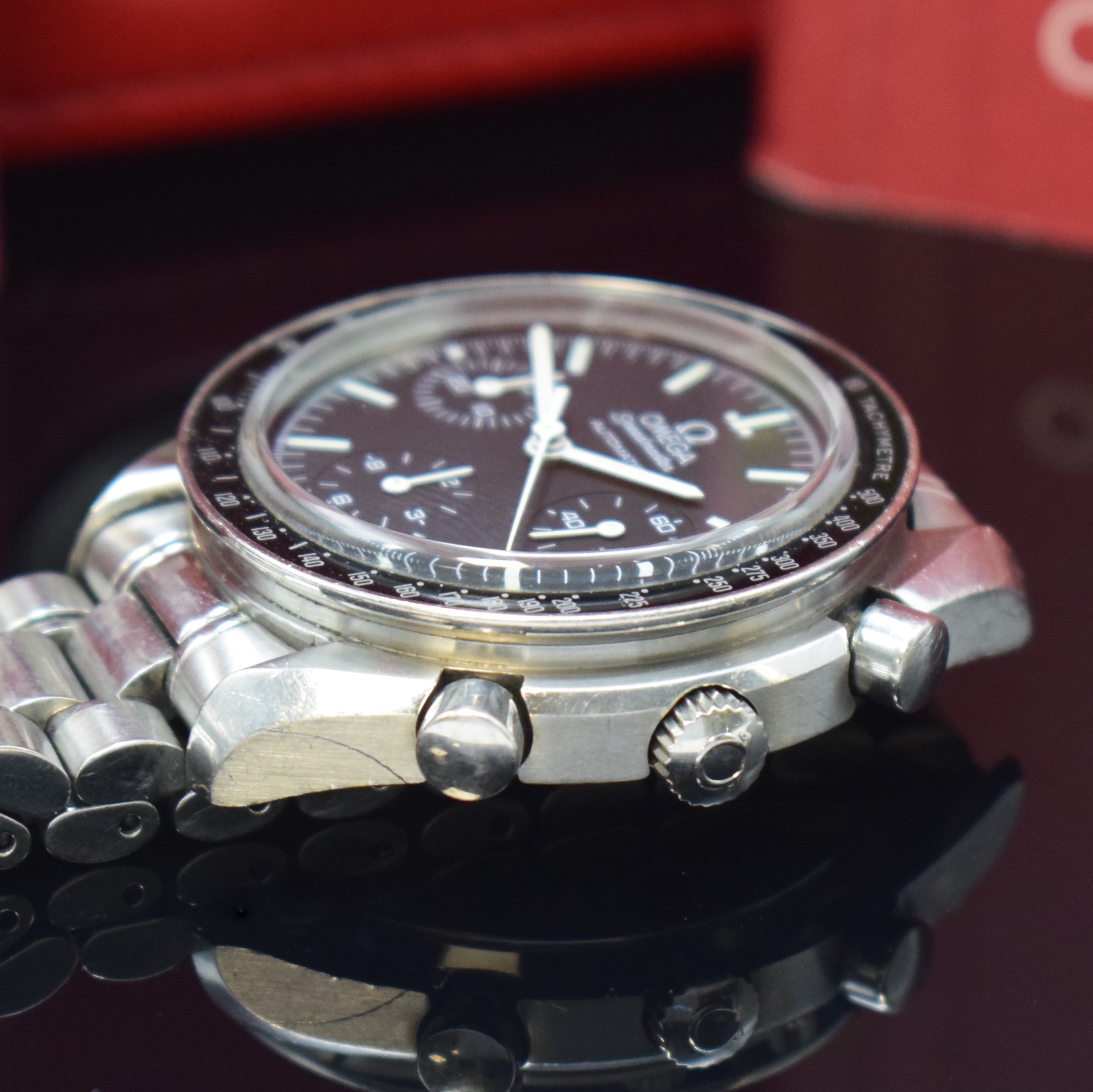 Detail c: OMEGA Speedmaster Armbandchronograph Referenz 3539.50.00, Automatik, Edelstahlgeh. inkl. orig. Gliederband m. Faltschl., schwarze ...