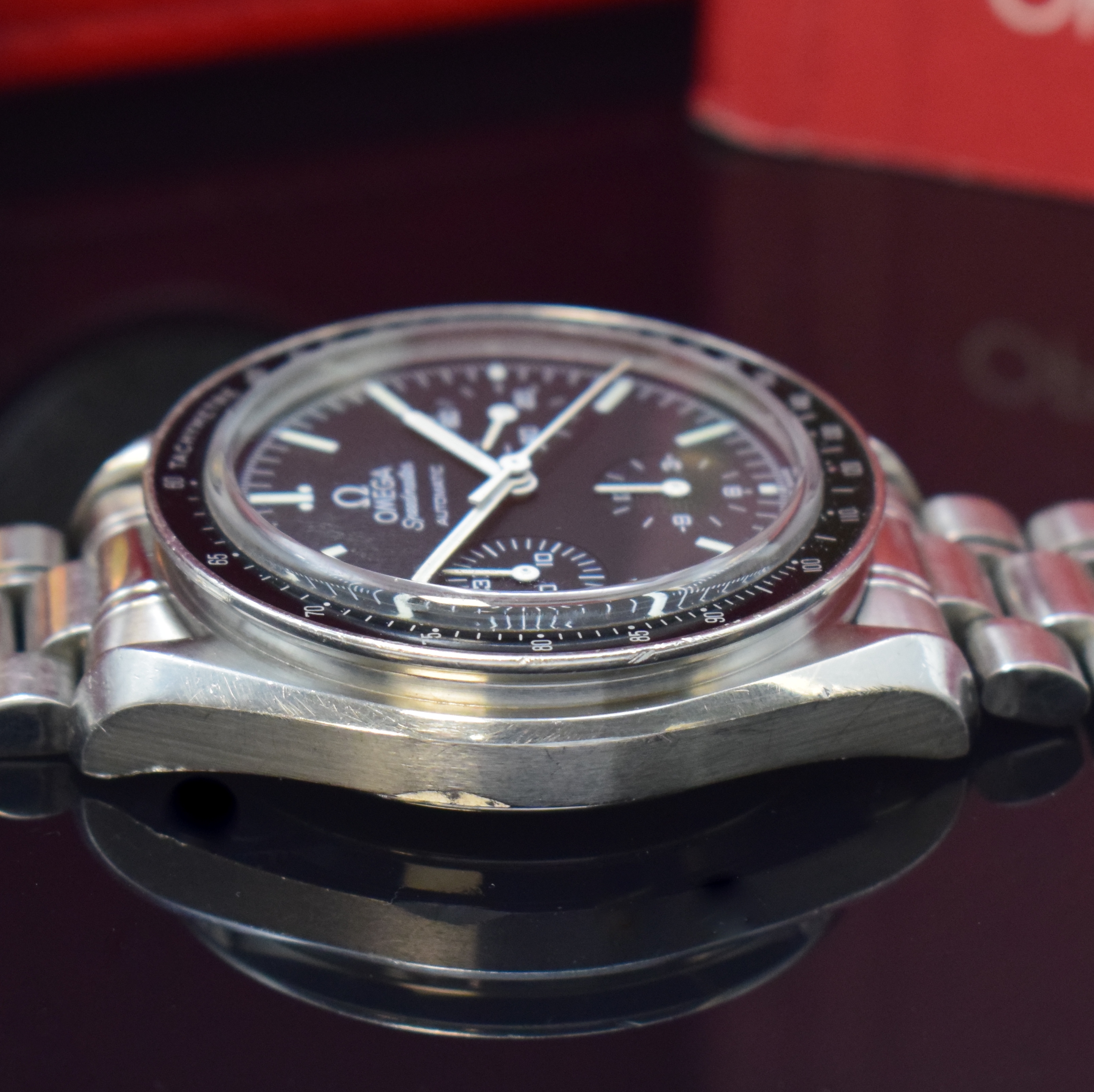 Detail e: OMEGA Speedmaster Armbandchronograph Referenz 3539.50.00, Automatik, Edelstahlgeh. inkl. orig. Gliederband m. Faltschl., schwarze ...