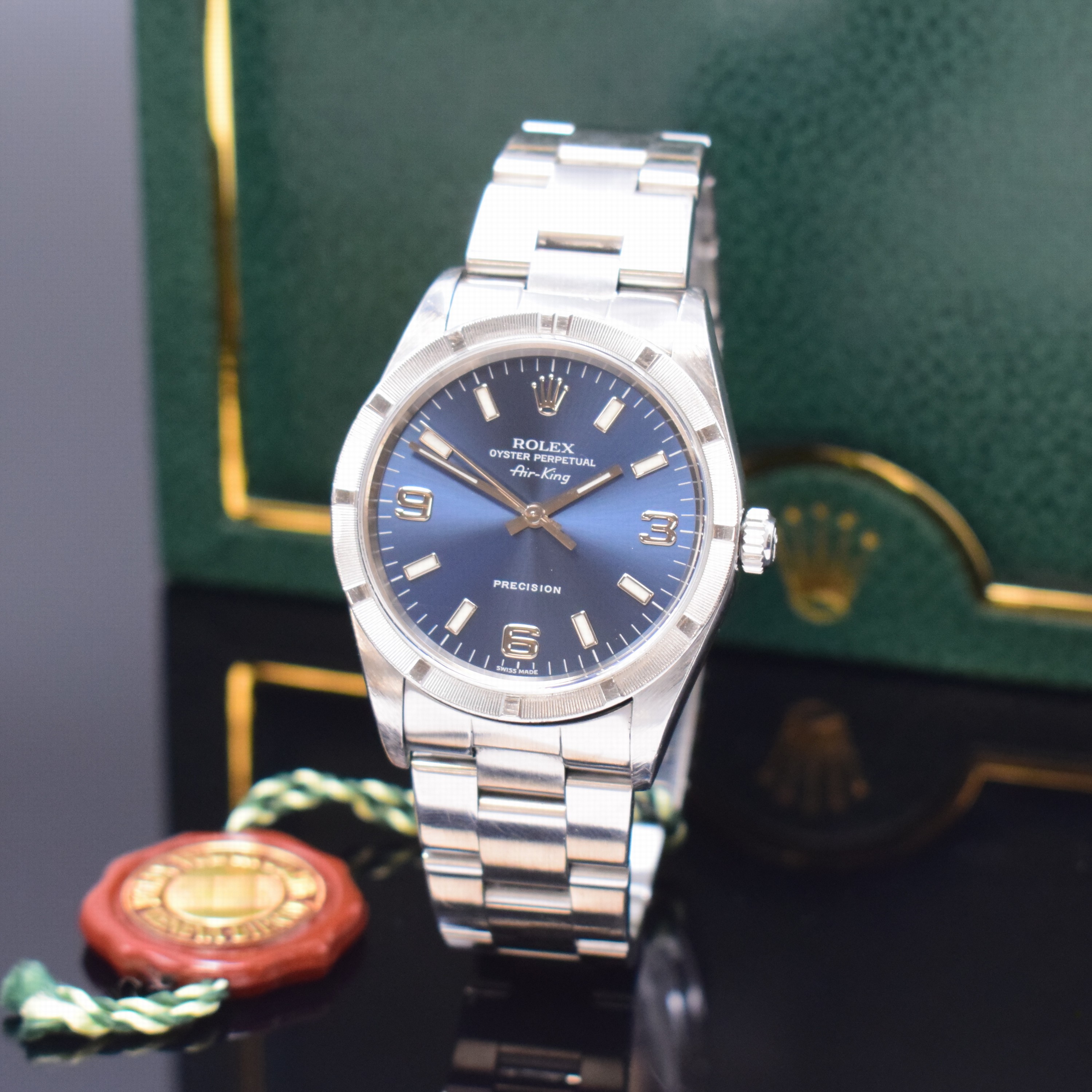 ROLEX Herrenarmbanduhr Oyster Perpetual Air-King Precision Referenz 14010, Automatik, Schweiz um 2000, P-Serie, Edelstahlgeh. inkl. Oysterband m. ...