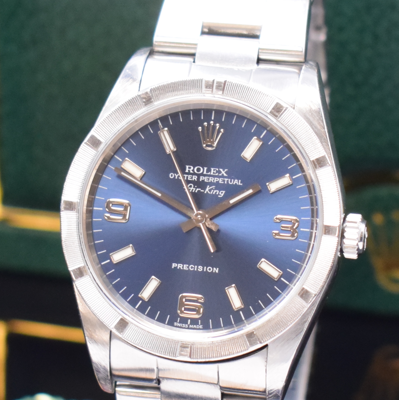 Detail a: ROLEX Herrenarmbanduhr Oyster Perpetual Air-King Precision Referenz 14010, Automatik, Schweiz um 2000, P-Serie, Edelstahlgeh. inkl. Oysterband m. ...