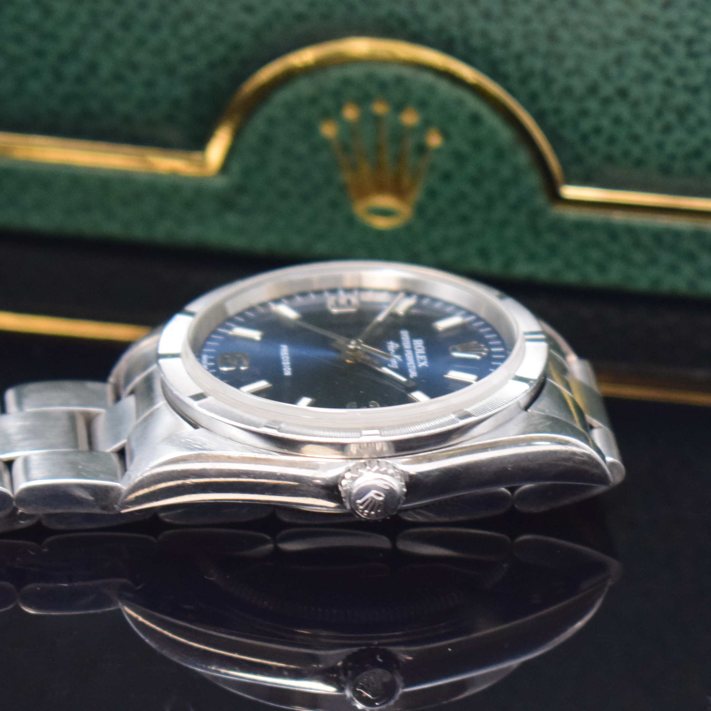 Detail c: ROLEX Herrenarmbanduhr Oyster Perpetual Air-King Precision Referenz 14010, Automatik, Schweiz um 2000, P-Serie, Edelstahlgeh. inkl. Oysterband m. ...
