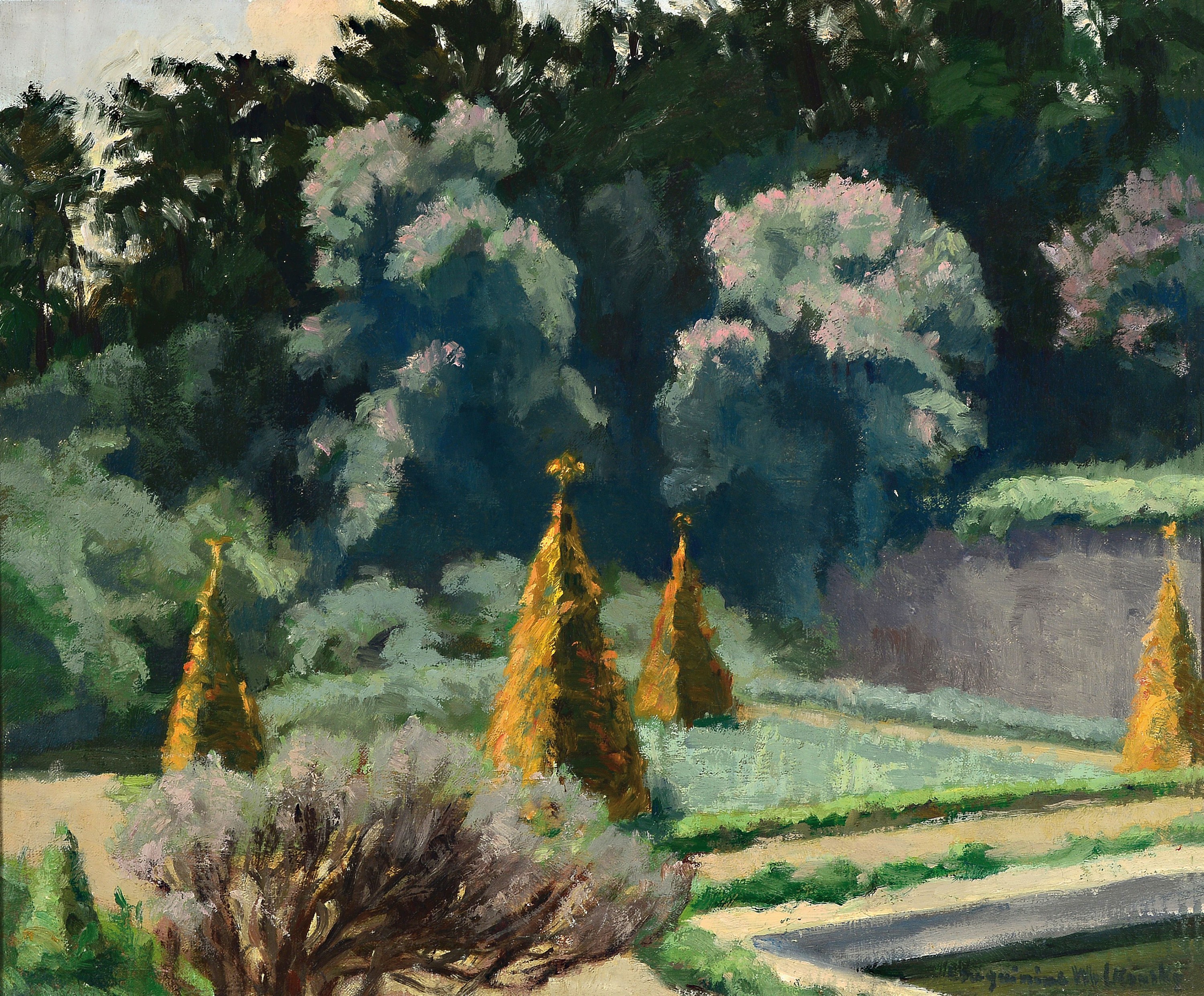 Marie Louguinine-Wolkonsky, 1875 Moskau-1960 San Remo, französische Parklandschaft, Öl/Lwd, rechts unten signiert, 46x55 cm, Rahmen 54x63cm; ...
