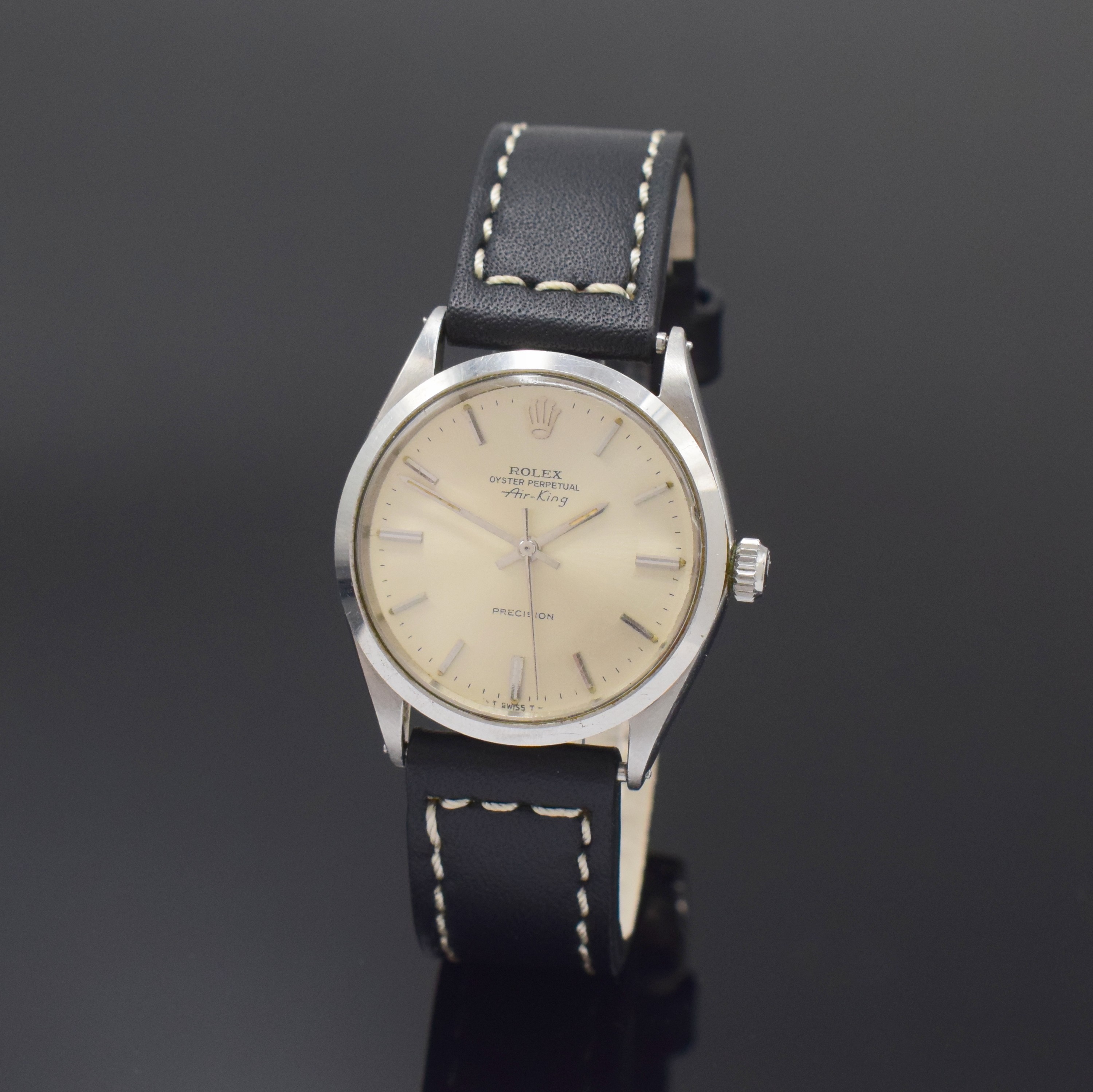 ROLEX Herrenarmbanduhr Oyster Perpetual Air- King Precision Referenz 5500/1002, Schweiz um 1969, Automatik, Edelstahlgeh., Boden u. Krone verschr., ...