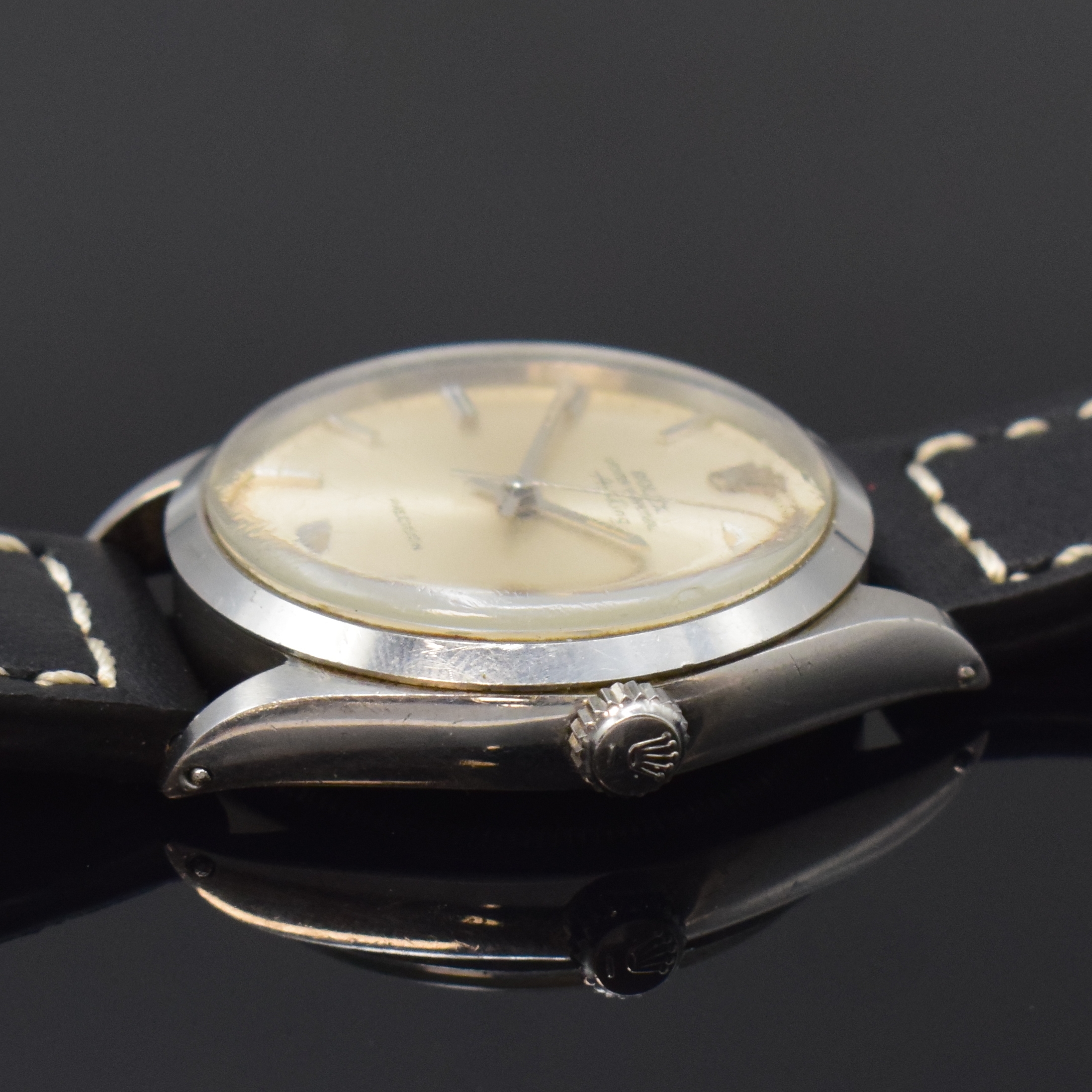 Detail b: ROLEX Herrenarmbanduhr Oyster Perpetual Air- King Precision Referenz 5500/1002, Schweiz um 1969, Automatik, Edelstahlgeh., Boden u. Krone verschr., ...