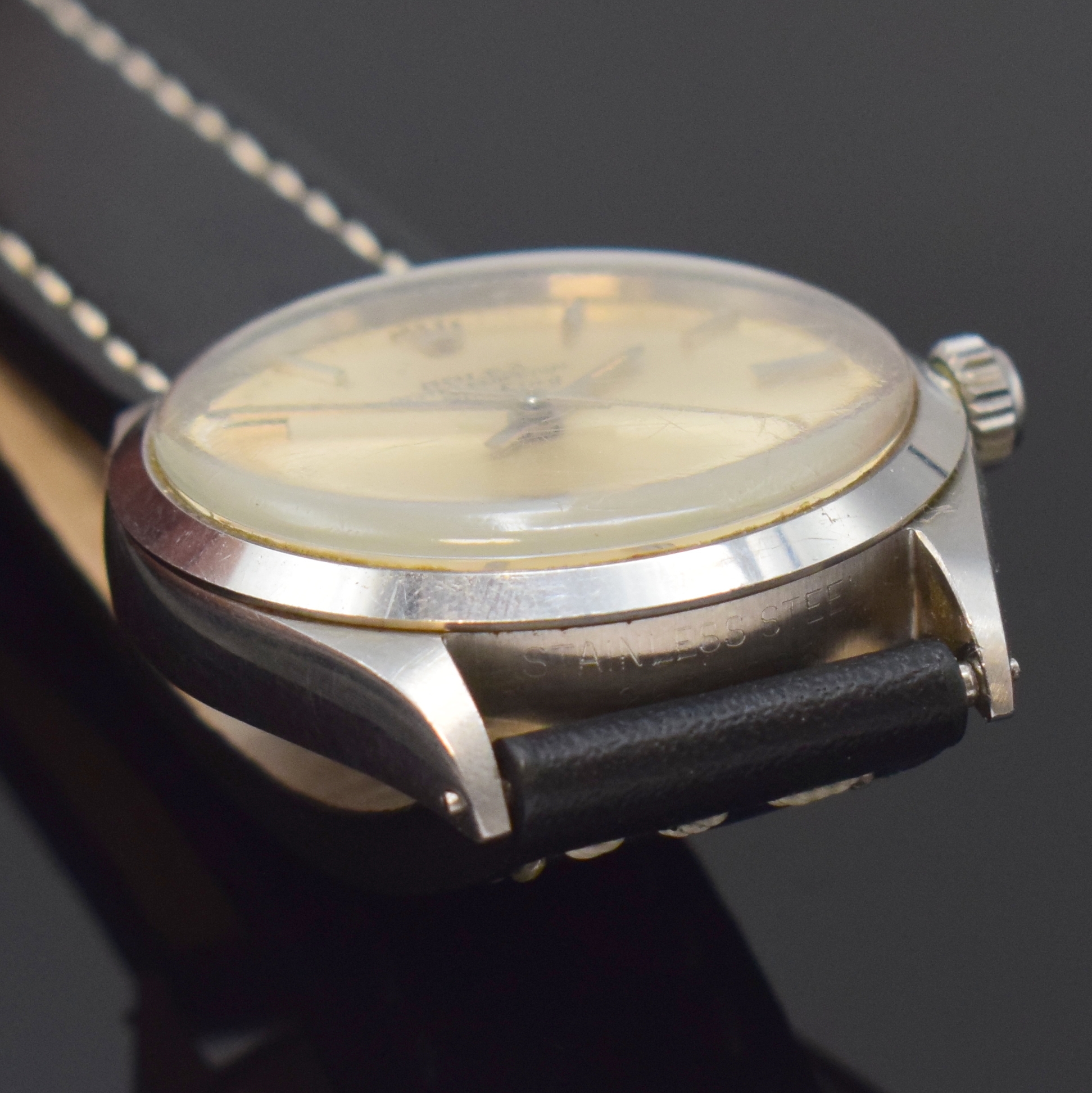 Detail c: ROLEX Herrenarmbanduhr Oyster Perpetual Air- King Precision Referenz 5500/1002, Schweiz um 1969, Automatik, Edelstahlgeh., Boden u. Krone verschr., ...
