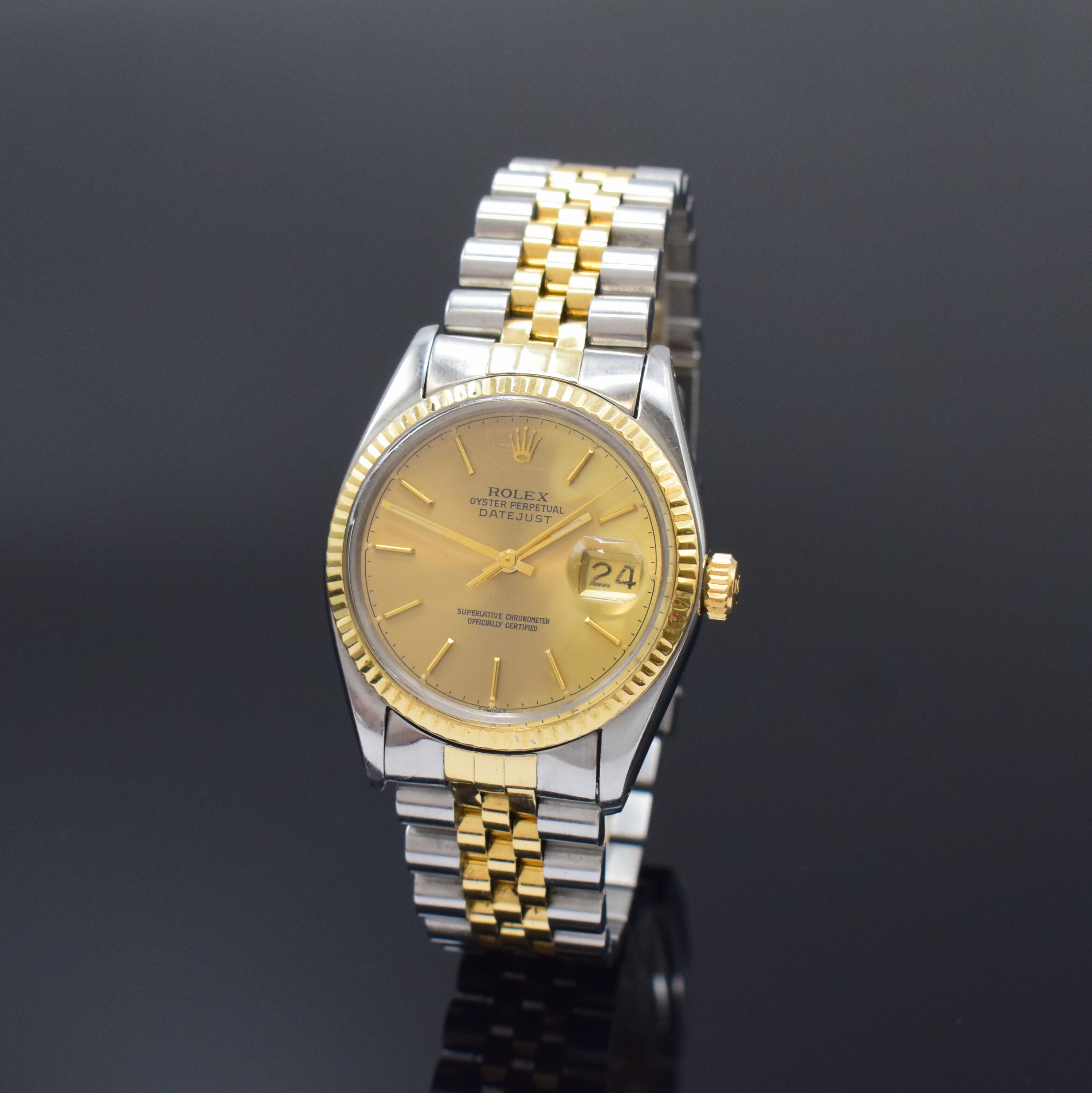 ROLEX Oyster Perpetual Datejust in Stahl/Gold Referenz 16013, Schweiz um 1978, Automatik, verschr. Oystergeh., Stahl/Gold- Jubileeband Ref. 62523H ...