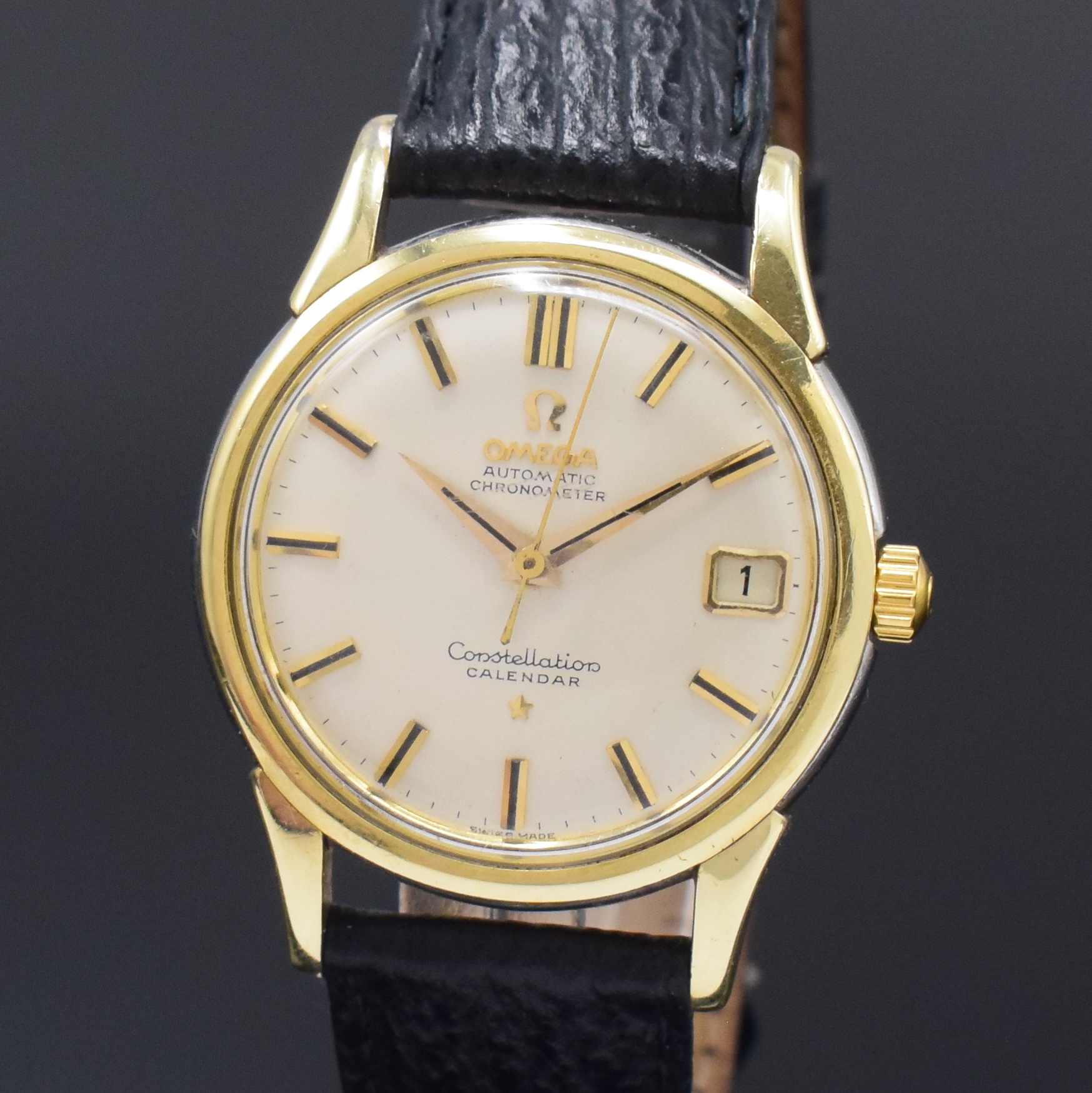 Detail a: OMEGA Constellation Chronometer Armbanduhr Referenz 14393 1 SC, Schweiz um 1961, Automatik, verg. Geh., Boden m. Sternwarte verschr., vers. Zifferbl. ...