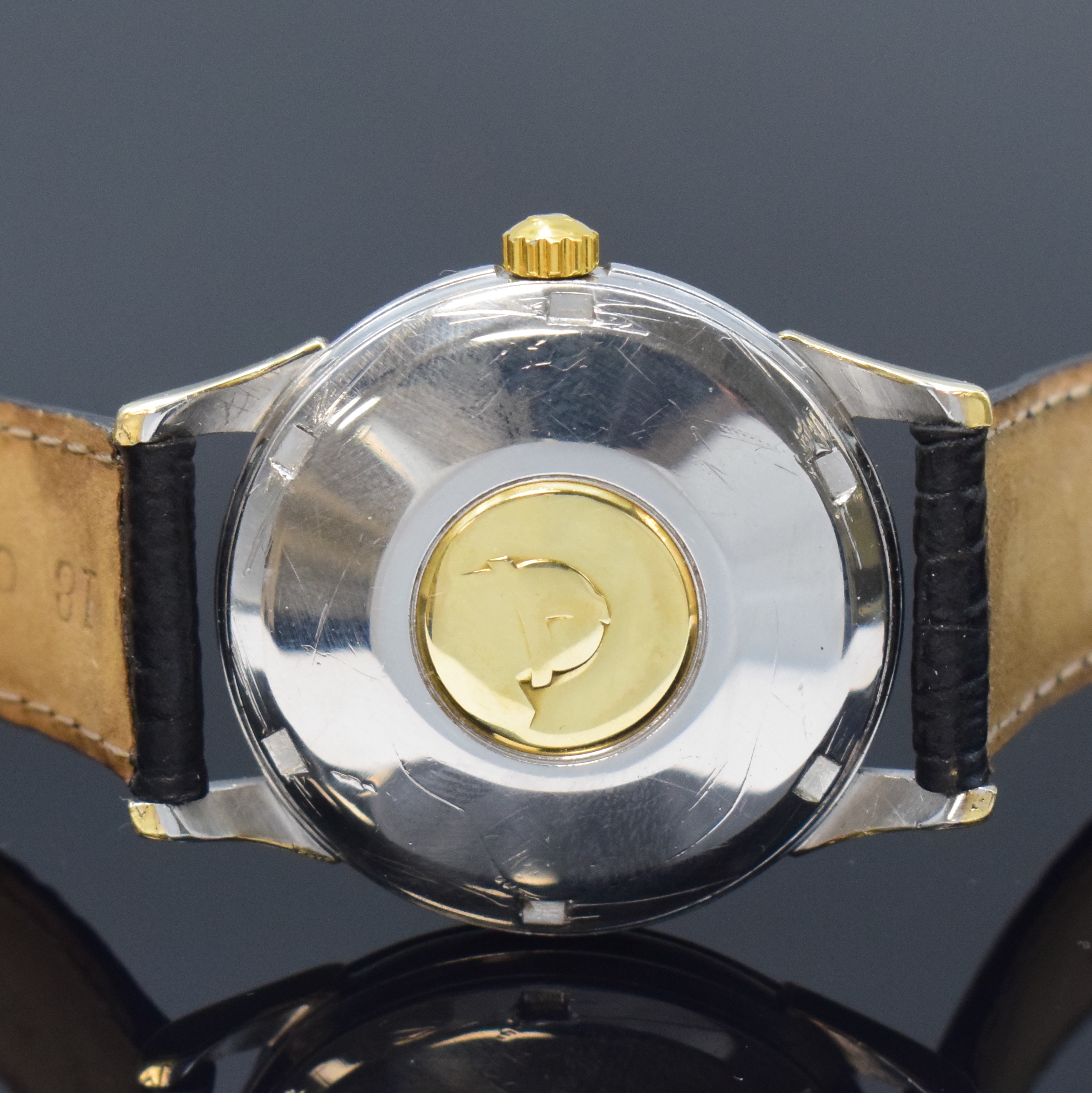 Detail c: OMEGA Constellation Chronometer Armbanduhr Referenz 14393 1 SC, Schweiz um 1961, Automatik, verg. Geh., Boden m. Sternwarte verschr., vers. Zifferbl. ...