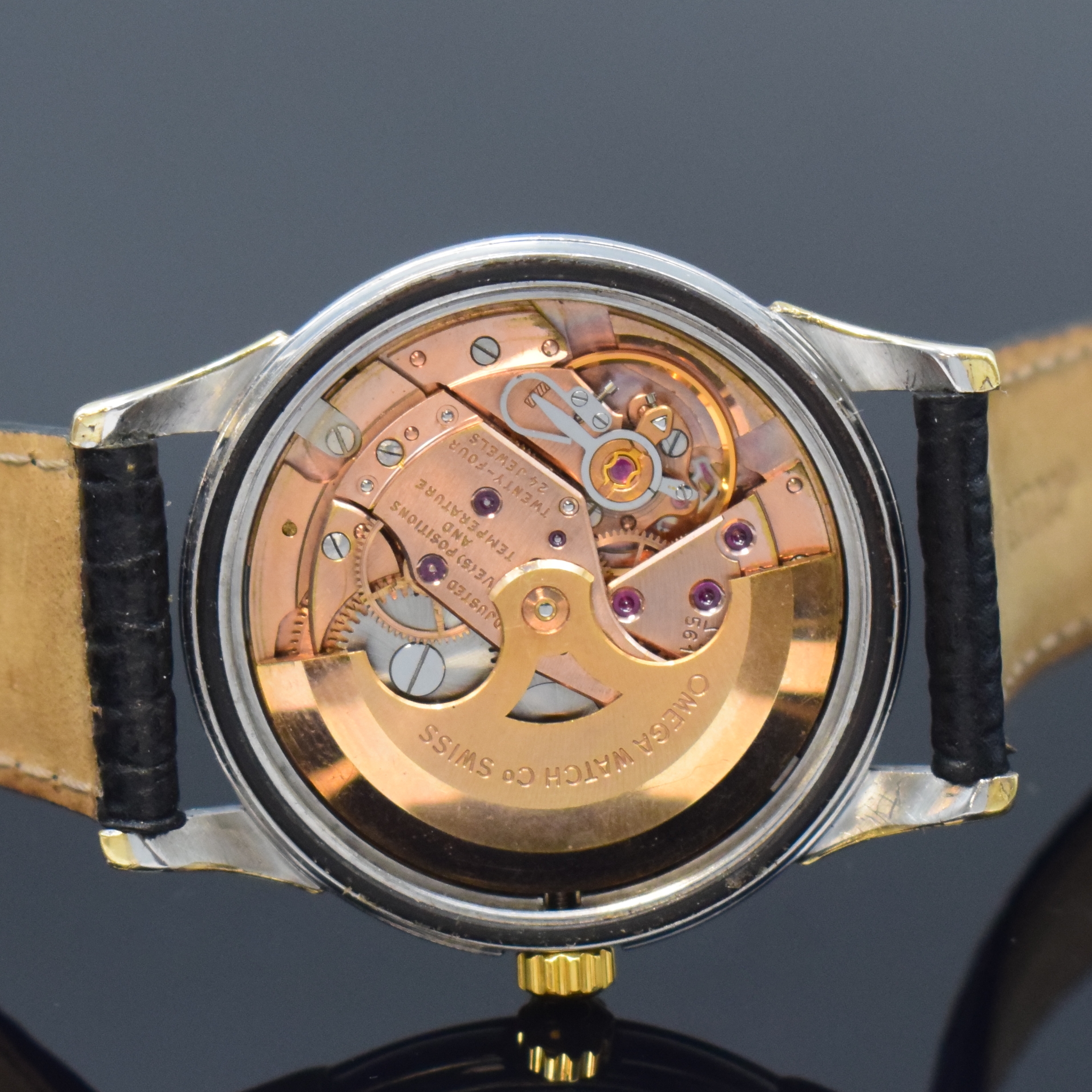 Detail e: OMEGA Constellation Chronometer Armbanduhr Referenz 14393 1 SC, Schweiz um 1961, Automatik, verg. Geh., Boden m. Sternwarte verschr., vers. Zifferbl. ...