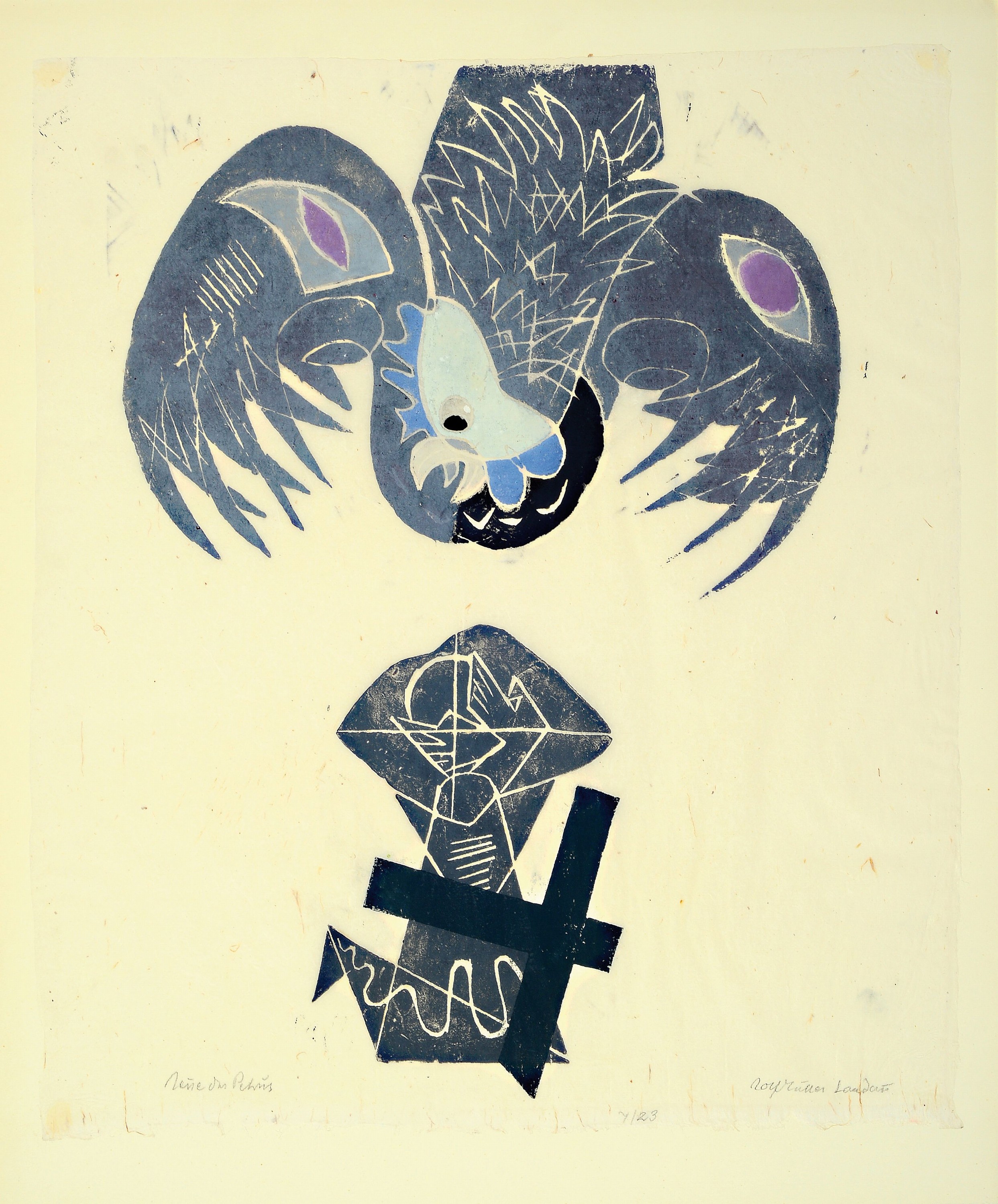 Rolf Müller-Landau, 1903-1956, Monotypie, Reue des Petrus, handsign. und betitelt, num. 7/23, ca. 50x44cm, u.Gl., R.