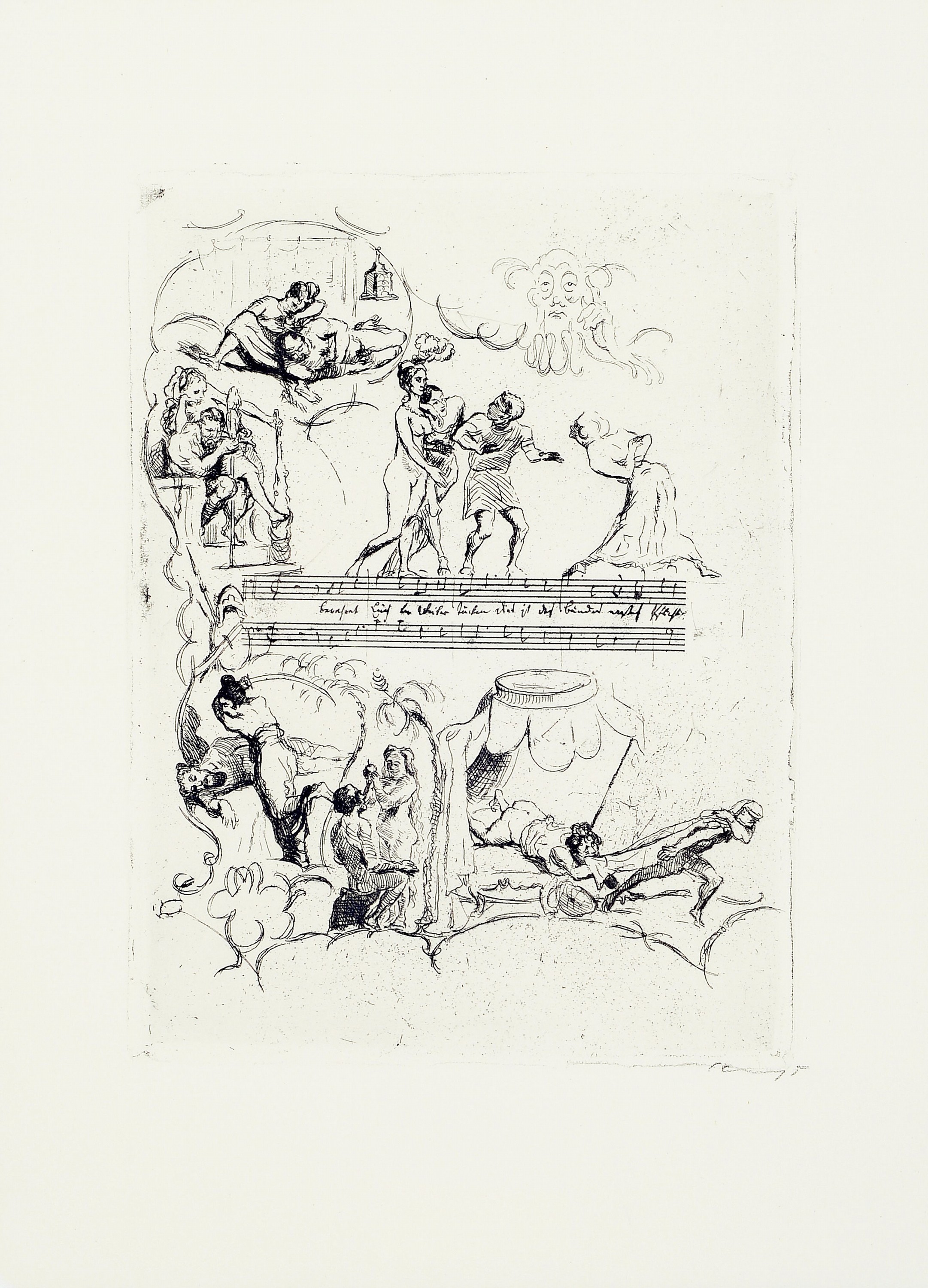 Max Slevogt, 1868 Landshut-1932 Neukastel, 10 Radierungen aus: Zauberflöte, alle handsign., Plattengr. ca. 23.5x17.5cm, Blattgr. ca. 35x25cm, u.Gl., ...