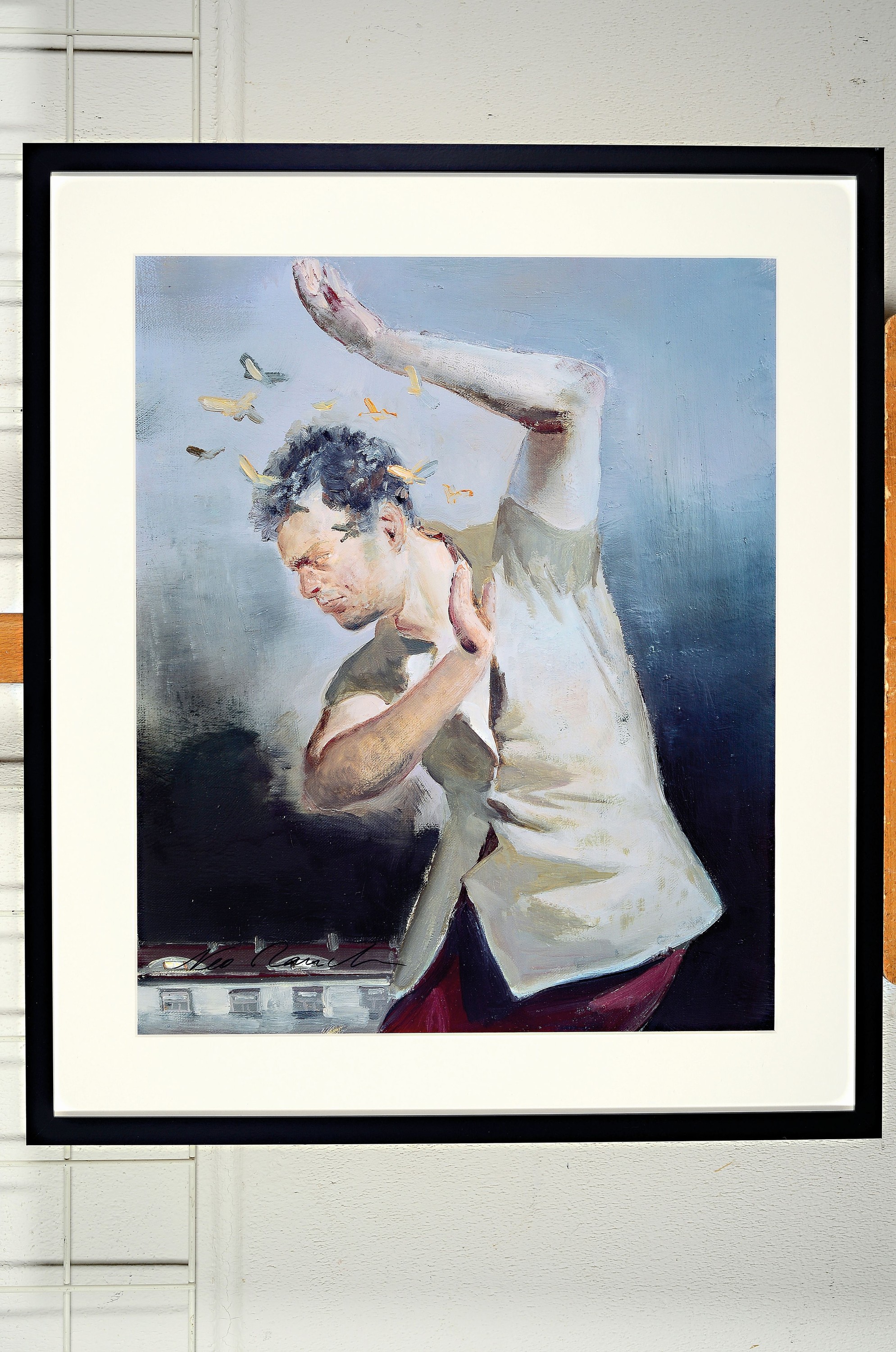Detail k: Neo Rauch, geb. 1960, "Ungeheuer", Offset-Lithografie, handsign., unter Plexiglas, gesamt ca. 73x63 cm