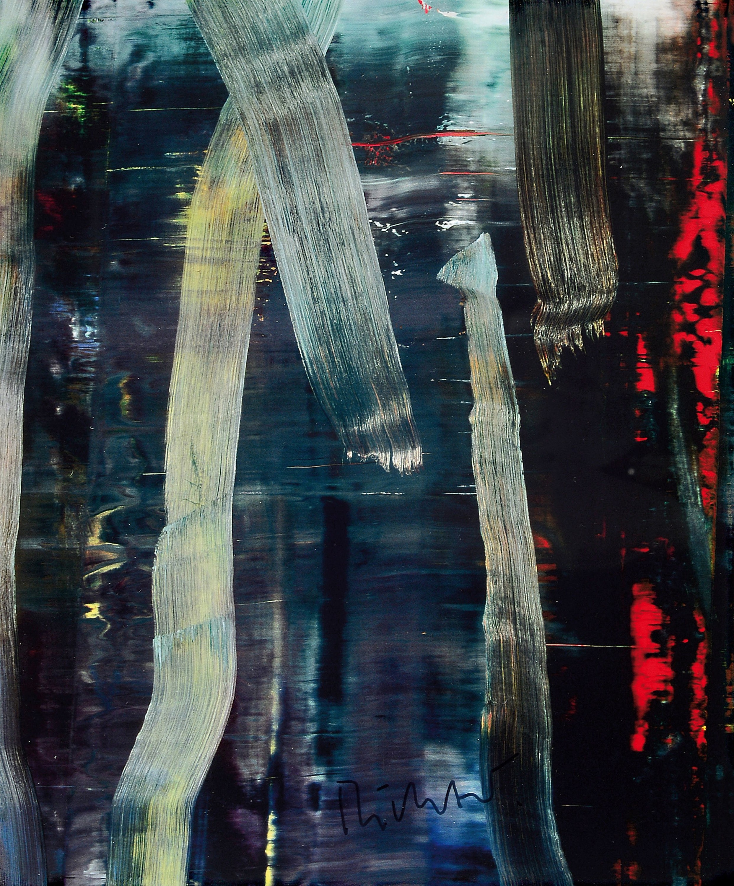 Gerhard Richter, geb. 1932, "Wald", Offset-Lithografie , handsign., hrsg. Beyeler Basel 2014, unter Plexiglas gerahmt, gesamt ca. 46x40 cm