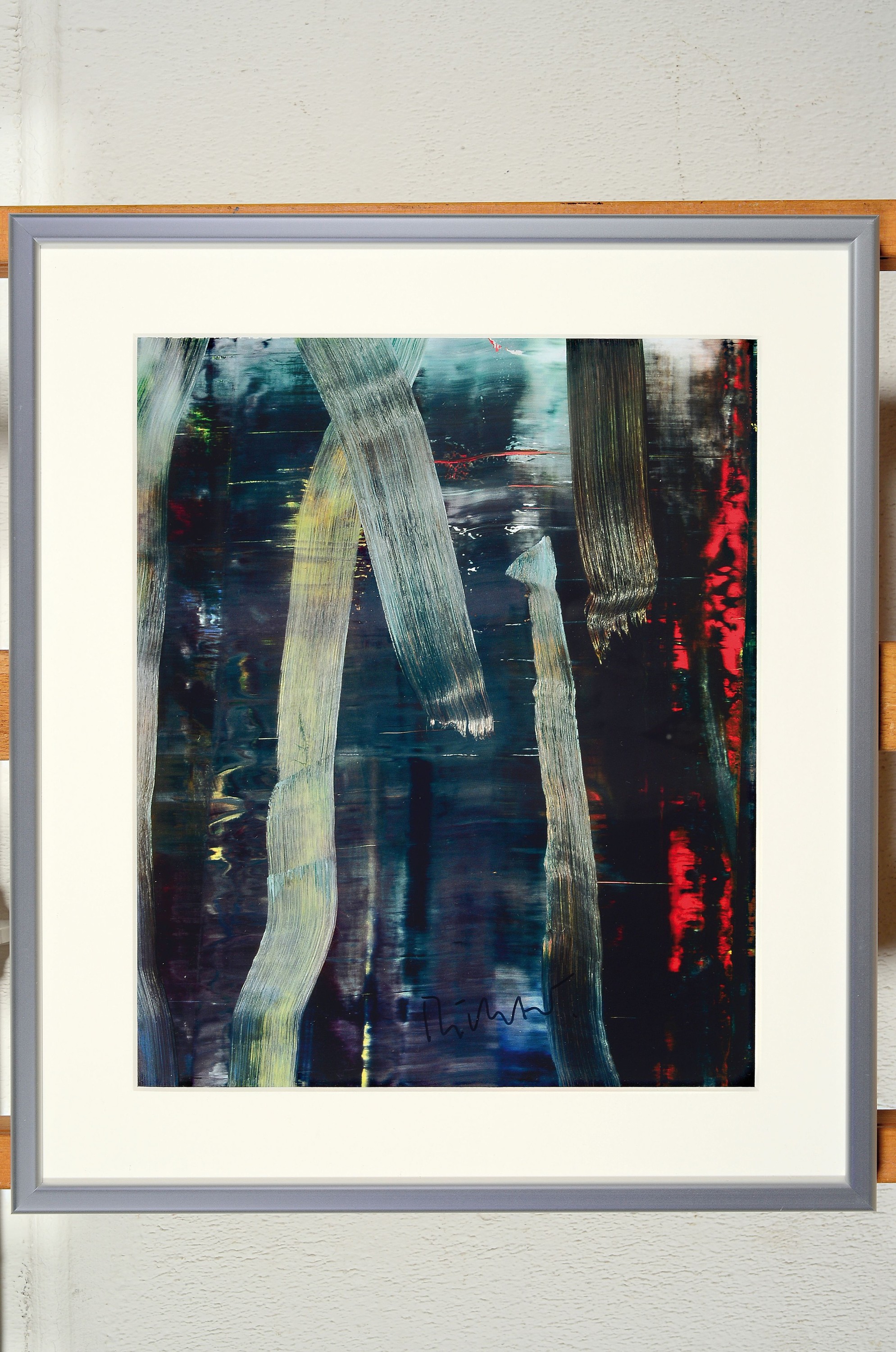 Detail k: Gerhard Richter, geb. 1932, "Wald", Offset-Lithografie , handsign., hrsg. Beyeler Basel 2014, unter Plexiglas gerahmt, gesamt ca. 46x40 cm
