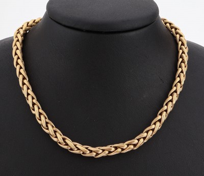 Image 14 kt gold necklace , YG 585/000, extra long, surface structured, l. approx. 118 cm, ...