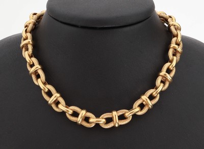 Image 18 kt gold necklace , YG 750/000, surface structured, l. approx. 57 cm, bolt ring ...