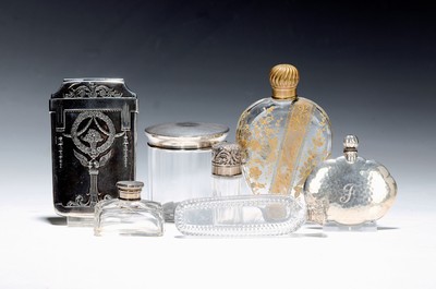 Image Seven vessels made of silver or with German silver fittings, 19th/20th century, silver ...