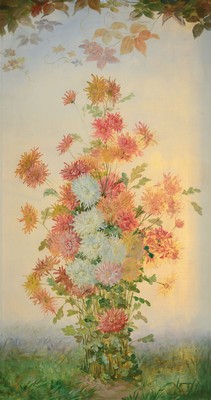 Image Unknown artist, 1st half of the 20th century, autumnal still life with asters and vine ...