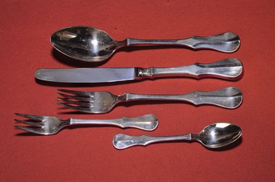 Image Cutlery for 6 people, Robbe & Berking, 150 silver edition, Old Copenhagen model with ...