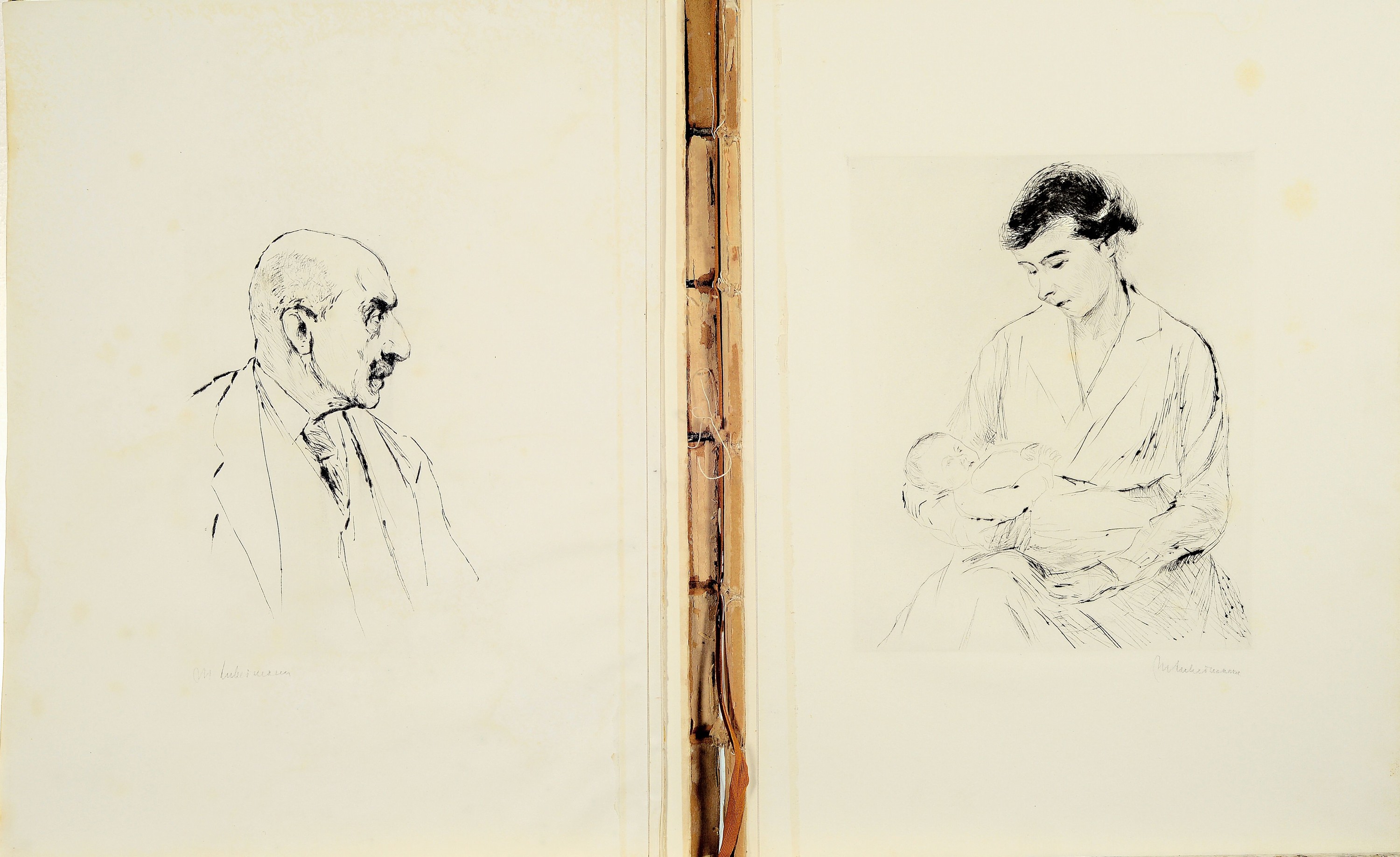 Max Liebermann (1847-1935), "Zu Hause. Mit 2 Originalradierungen", Paul Cassirer, Berlin 1918, gr°, 68 dem Text beigegebenen ...