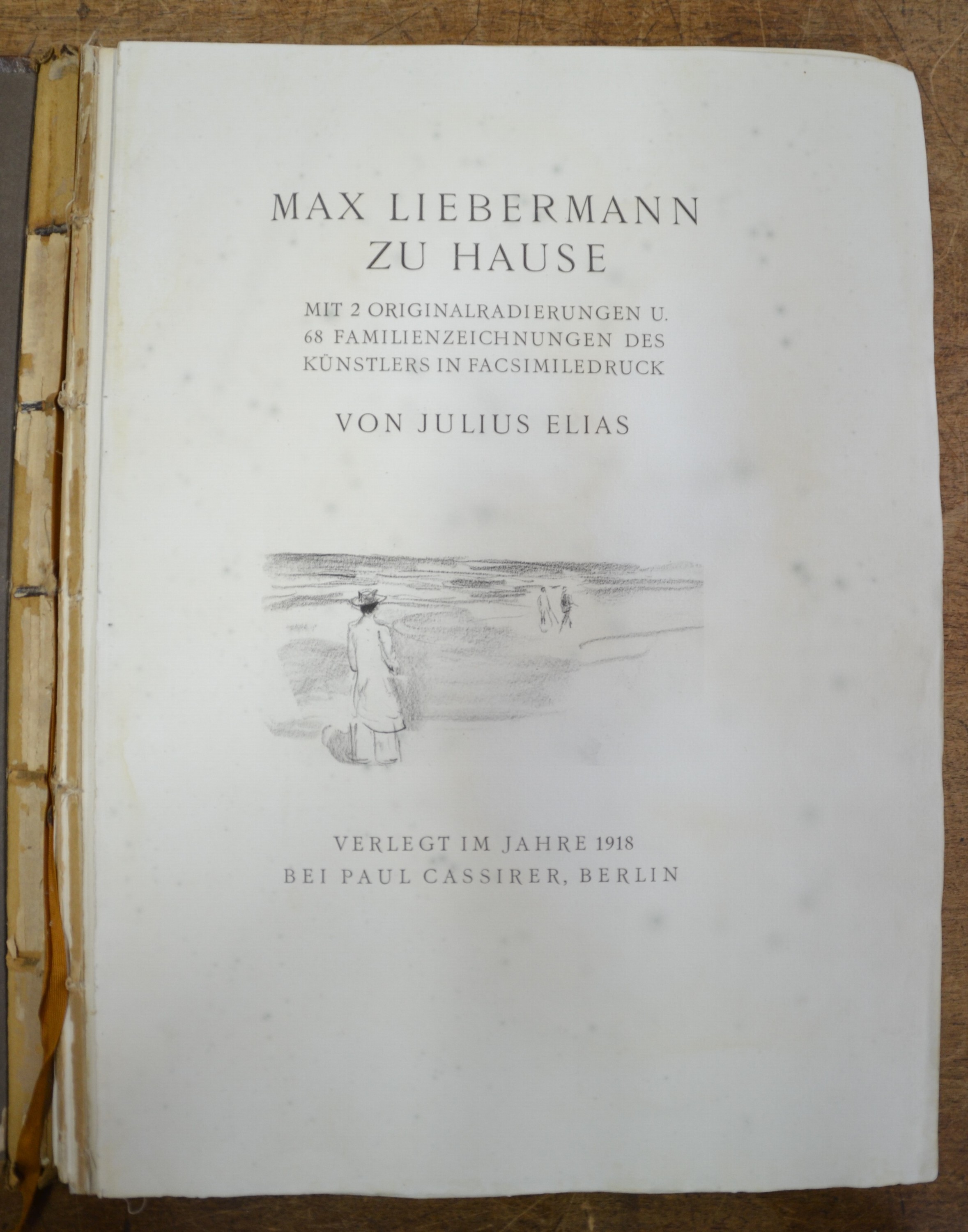 Detail d: Max Liebermann (1847-1935), "Zu Hause. Mit 2 Originalradierungen", Paul Cassirer, Berlin 1918, gr°, 68 dem Text beigegebenen ...