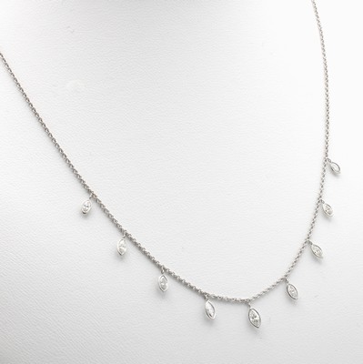 26805455a - Collier mit Diamanten, WG 750/000, 9 Diamanten in Zargenfassungen zus. ca. 0,93 ct ...