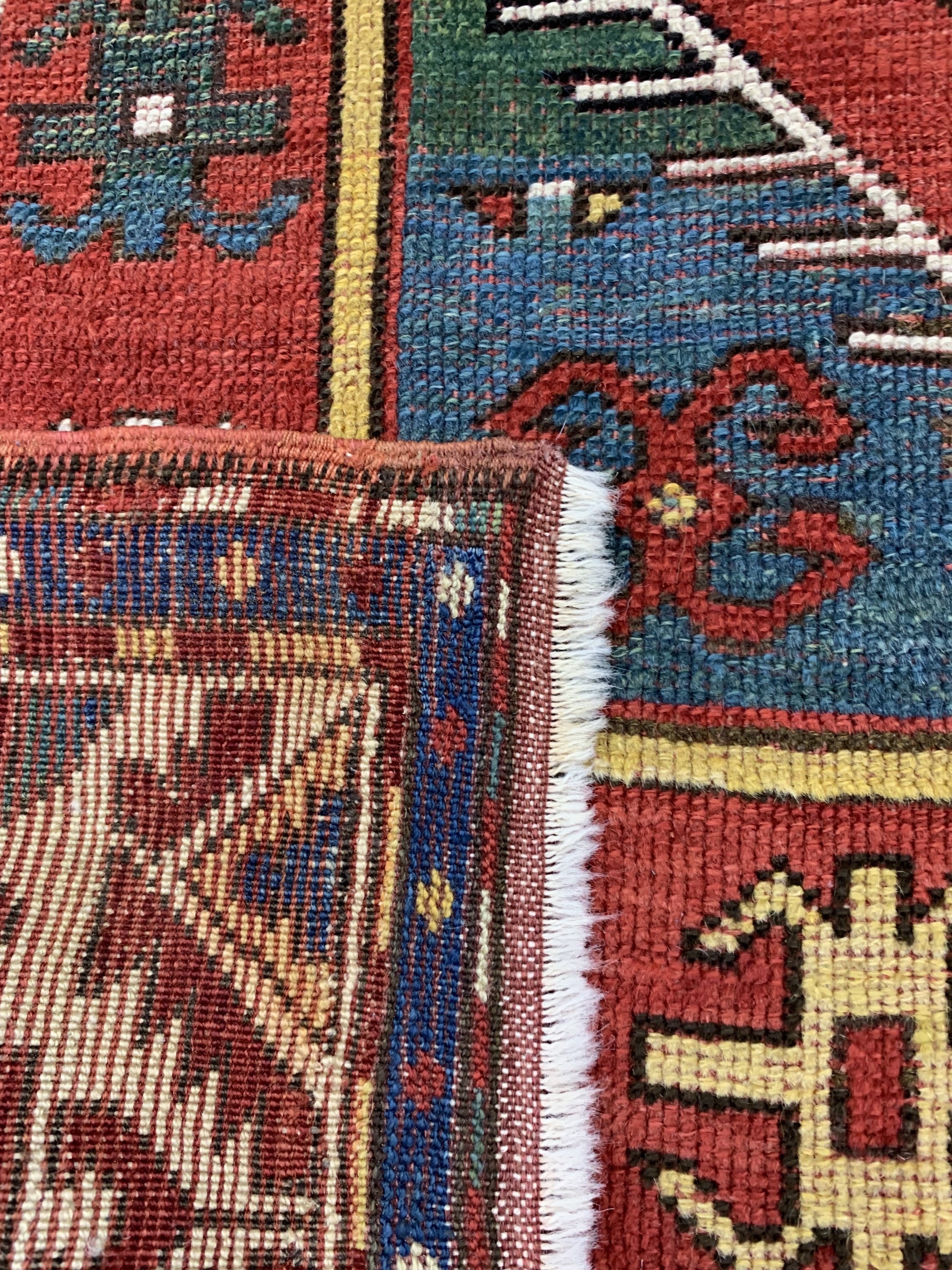 Detail e: "Fachalo"Kazak antik, Kaukasus, 19.Jhd, Wolle auf Wolle, ca. 138 x 107 cm, EHZ: 2