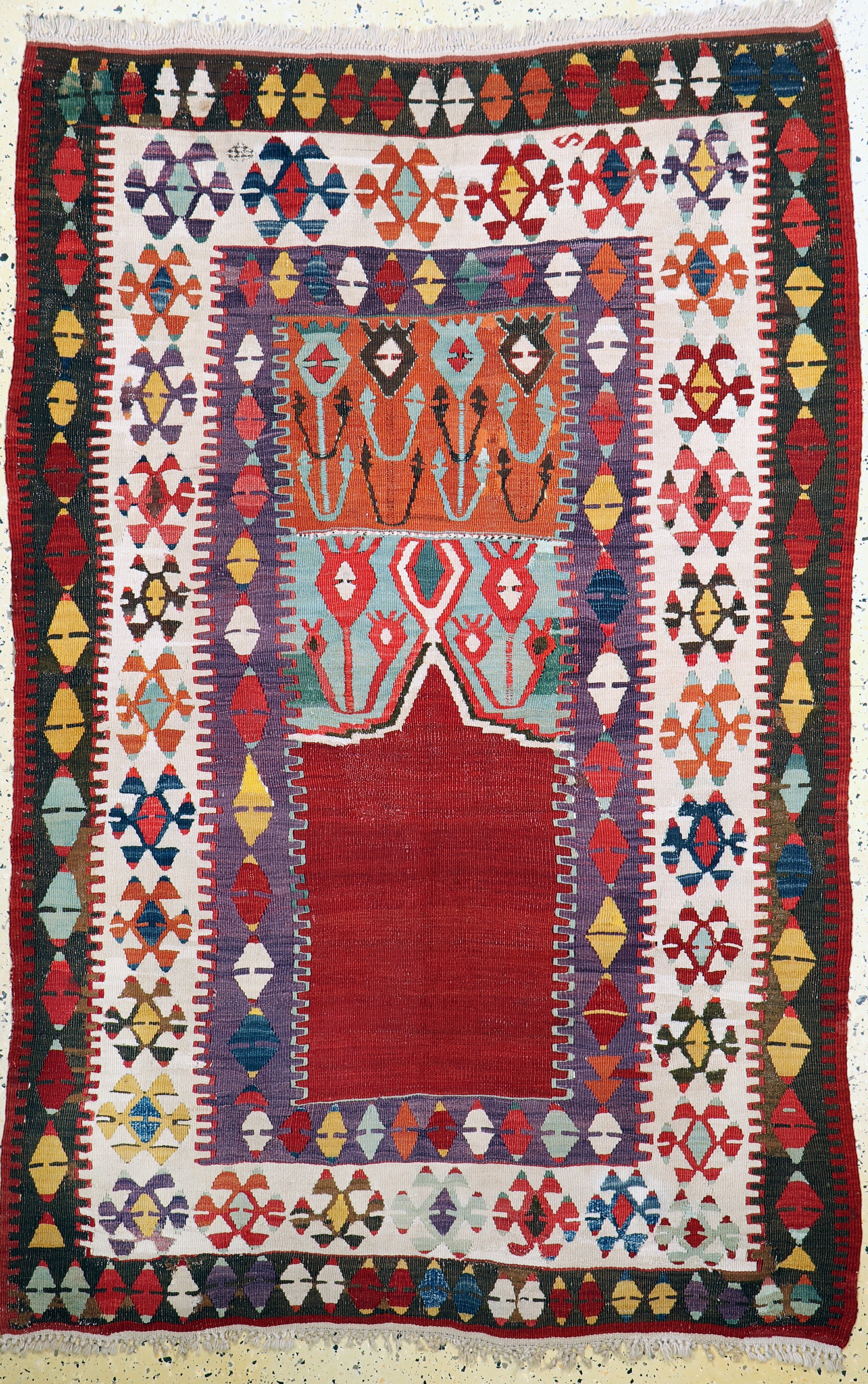 Anatol"Gebetskelim"antik, Türkei, 19.Jhd, Wolle auf Wolle, ca. 190 x 125 cm, EHZ: 2, (restauriert)