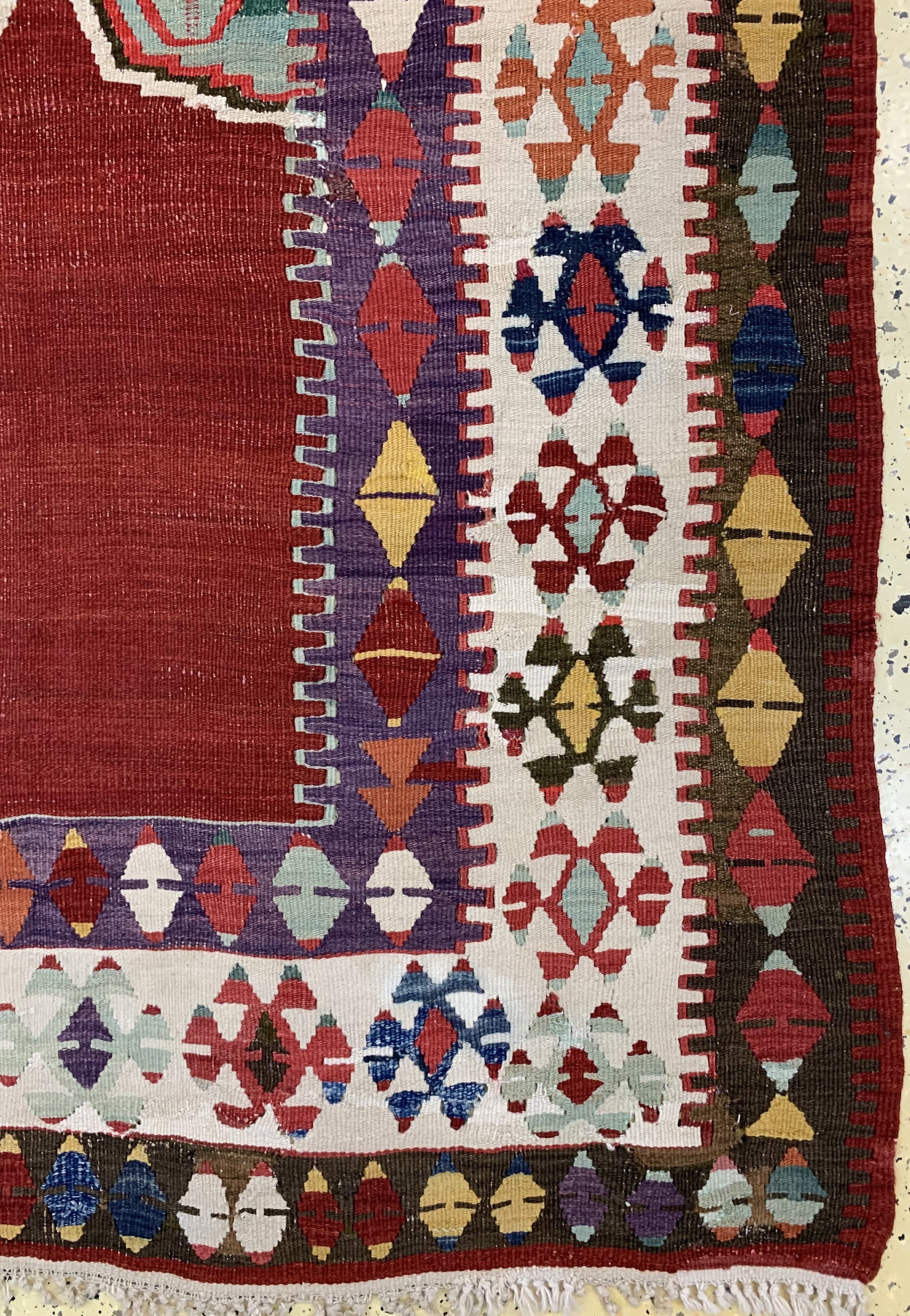 Detail a: Anatol"Gebetskelim"antik, Türkei, 19.Jhd, Wolle auf Wolle, ca. 190 x 125 cm, EHZ: 2, (restauriert)
