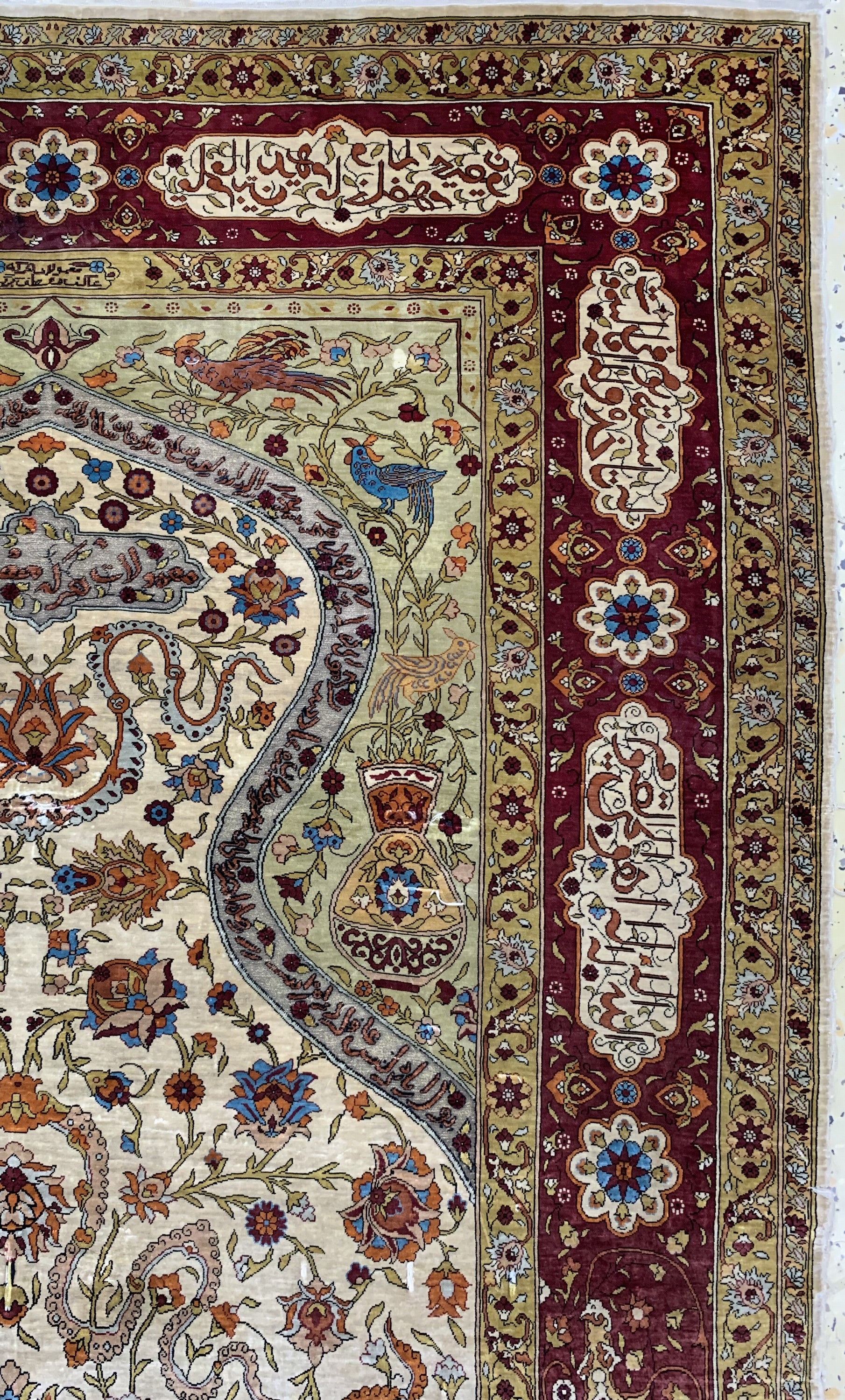 Detail d: Hereke Seide fein Türkei, signiert"Mustafa Akif", Anfang 20.Jhd, reine Naturseide, ca. 150 x 97 cm, ca. 1,4 Mio. Kn/qm, EHZ: 4 (mehrere ...