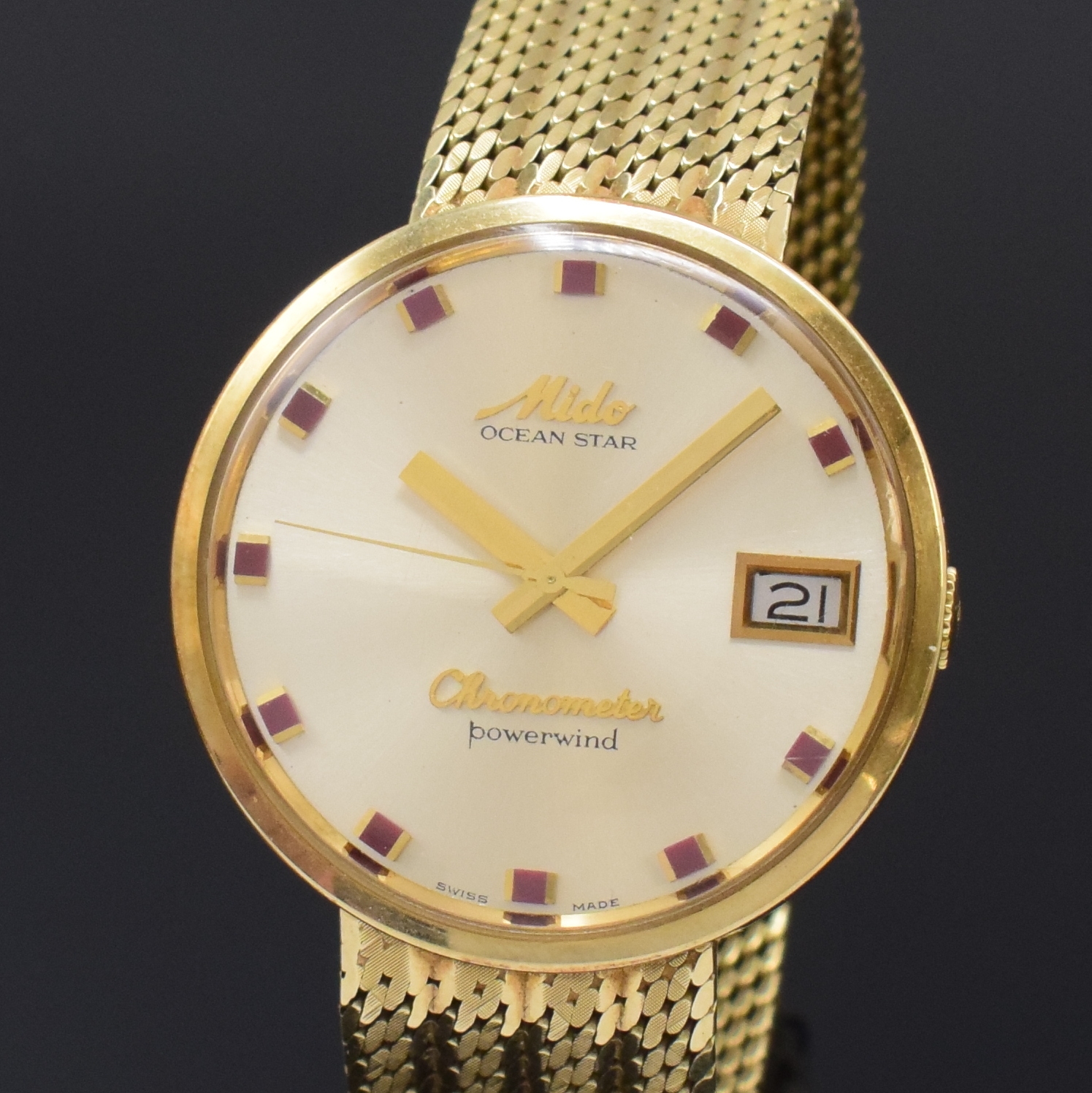 Detail a: MIDO seltene Chronometer-Armbanduhr Ocean Star powerwind in GG 585/000 Referenz 5067, Automatik, Schweiz um 1965, Monocoque-Geh. inkl. orig. ...
