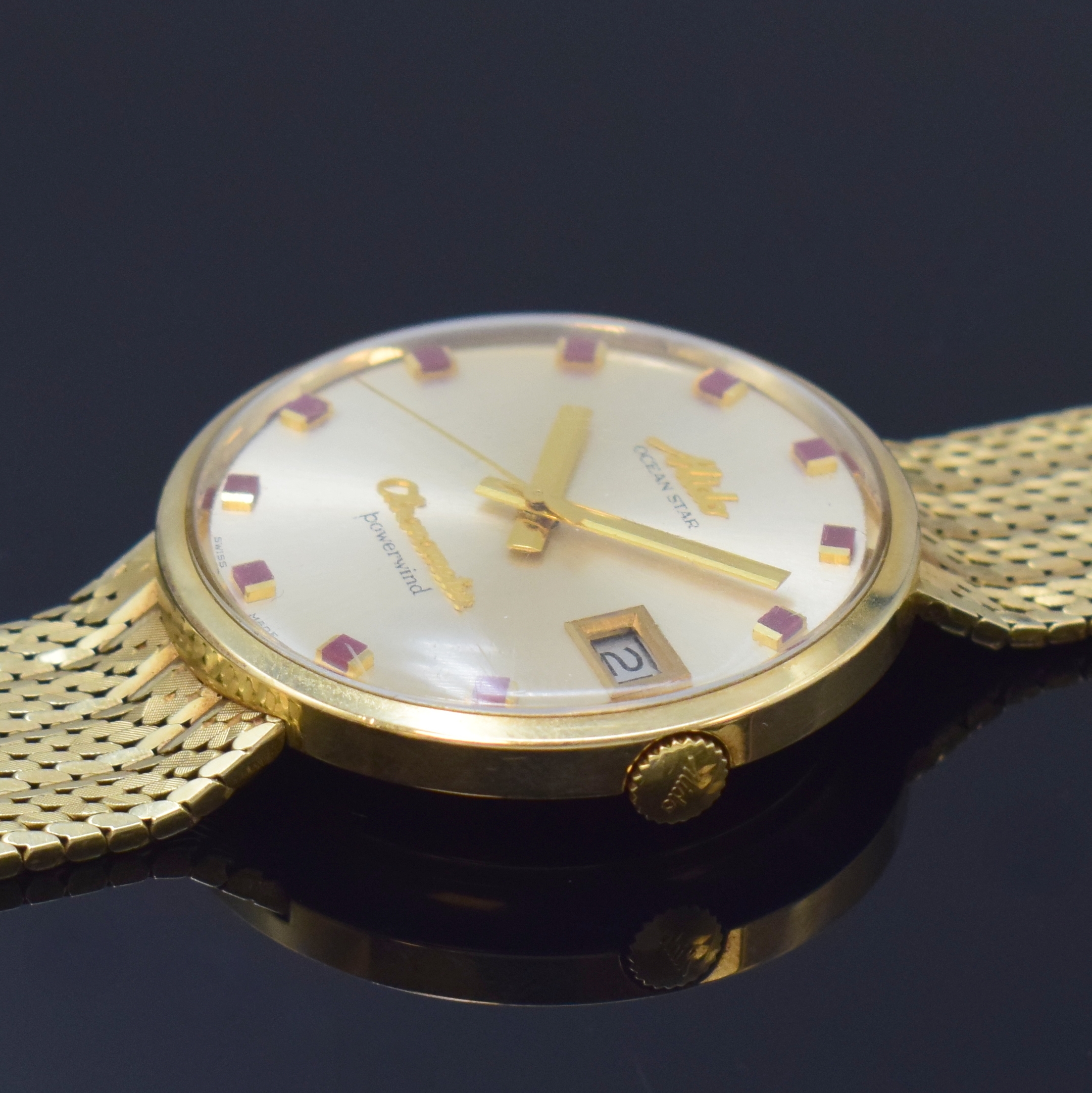 Detail d: MIDO seltene Chronometer-Armbanduhr Ocean Star powerwind in GG 585/000 Referenz 5067, Automatik, Schweiz um 1965, Monocoque-Geh. inkl. orig. ...