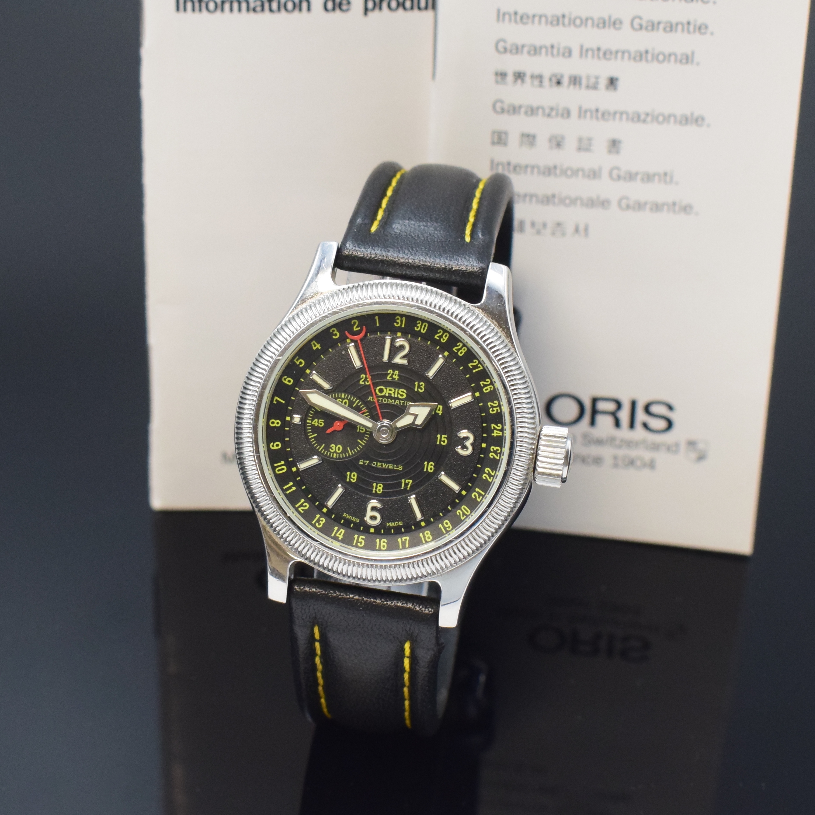 ORIS Herrenarmbanduhr Commander Big Crown Pointer Date Referenz 7482, Automatik, Edelstahlgeh. inkl. orig. Lederband m. orig. Dornschl., beids. ...