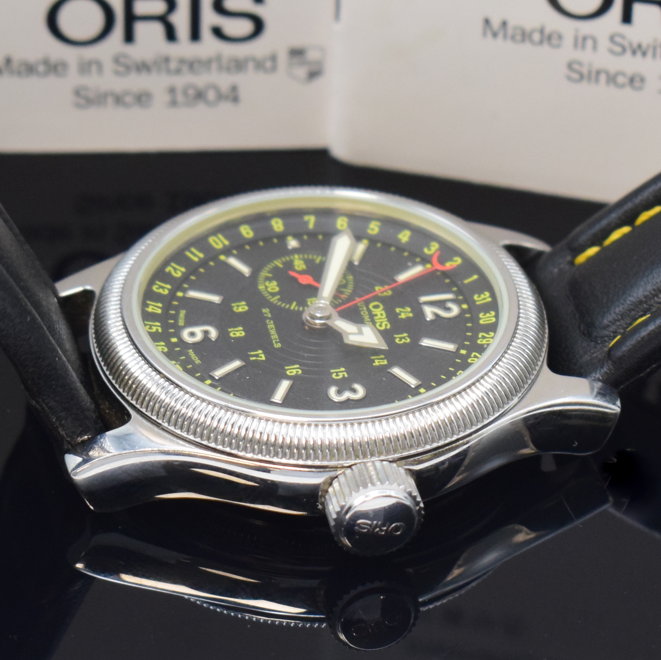 Detail c: ORIS Herrenarmbanduhr Commander Big Crown Pointer Date Referenz 7482, Automatik, Edelstahlgeh. inkl. orig. Lederband m. orig. Dornschl., beids. ...