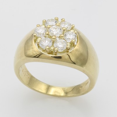 Image Ring mit Brillanten, GG 585/000, 7 Brill. kreisf. gef. zus. ca. 1 ct Weiß/p, ...